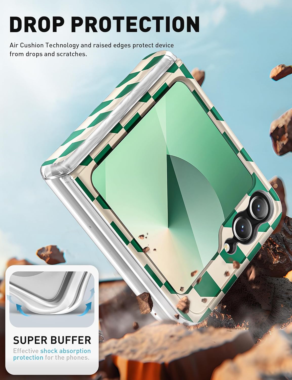 Coque galaxy z flip 6 - i-Blason Coque pour Samsung Galaxy Z Flip 6 (protecteur d'écran intégré) (protection de charnière) (compatible avec le chargement sans fil) Cosmo protection intégrale ultra fine pour Samsung Z Flip 6 (souci vert) – Image 5
