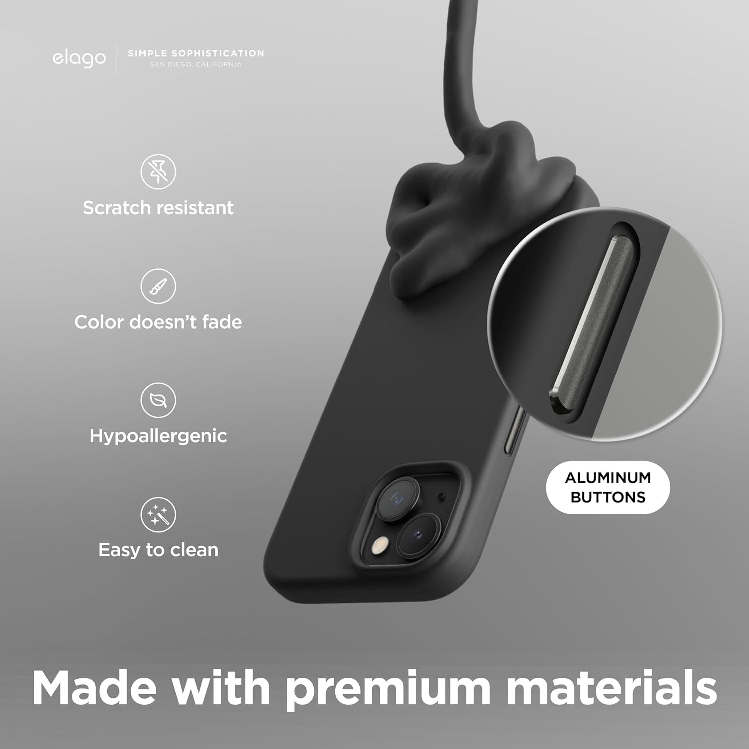 Coque iPhone 15 - elago Coque magnétique en silicone compatible avec iPhone 15, compatible avec tous les accessoires MagSafe, aimants intégrés, coque de protection complète (structure 5 couches) (noir) – Image 6