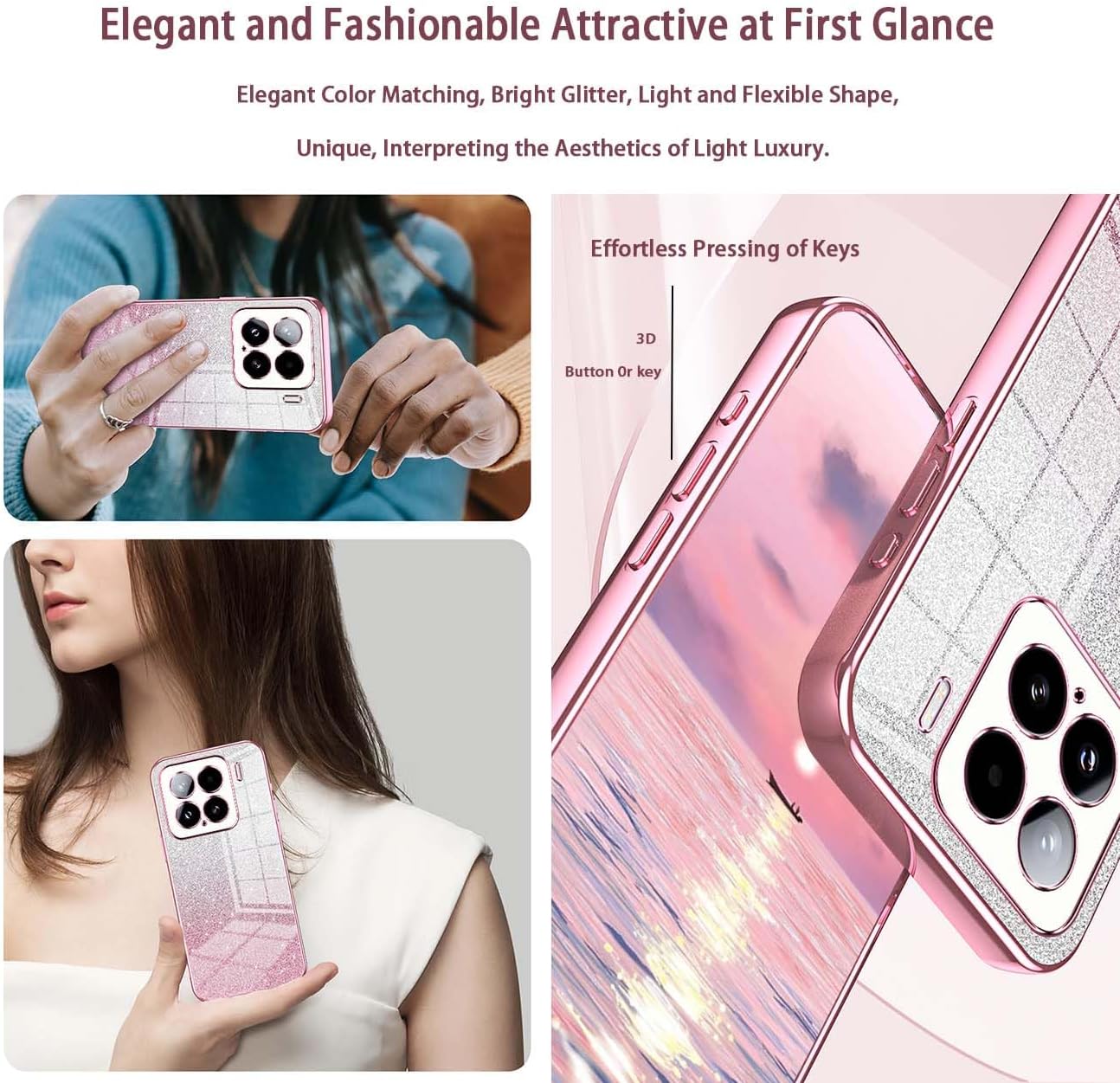 Yueqian Sparkling Case pour Xiaomi 15 5G, très mince paillette paillette à paille – Image 5