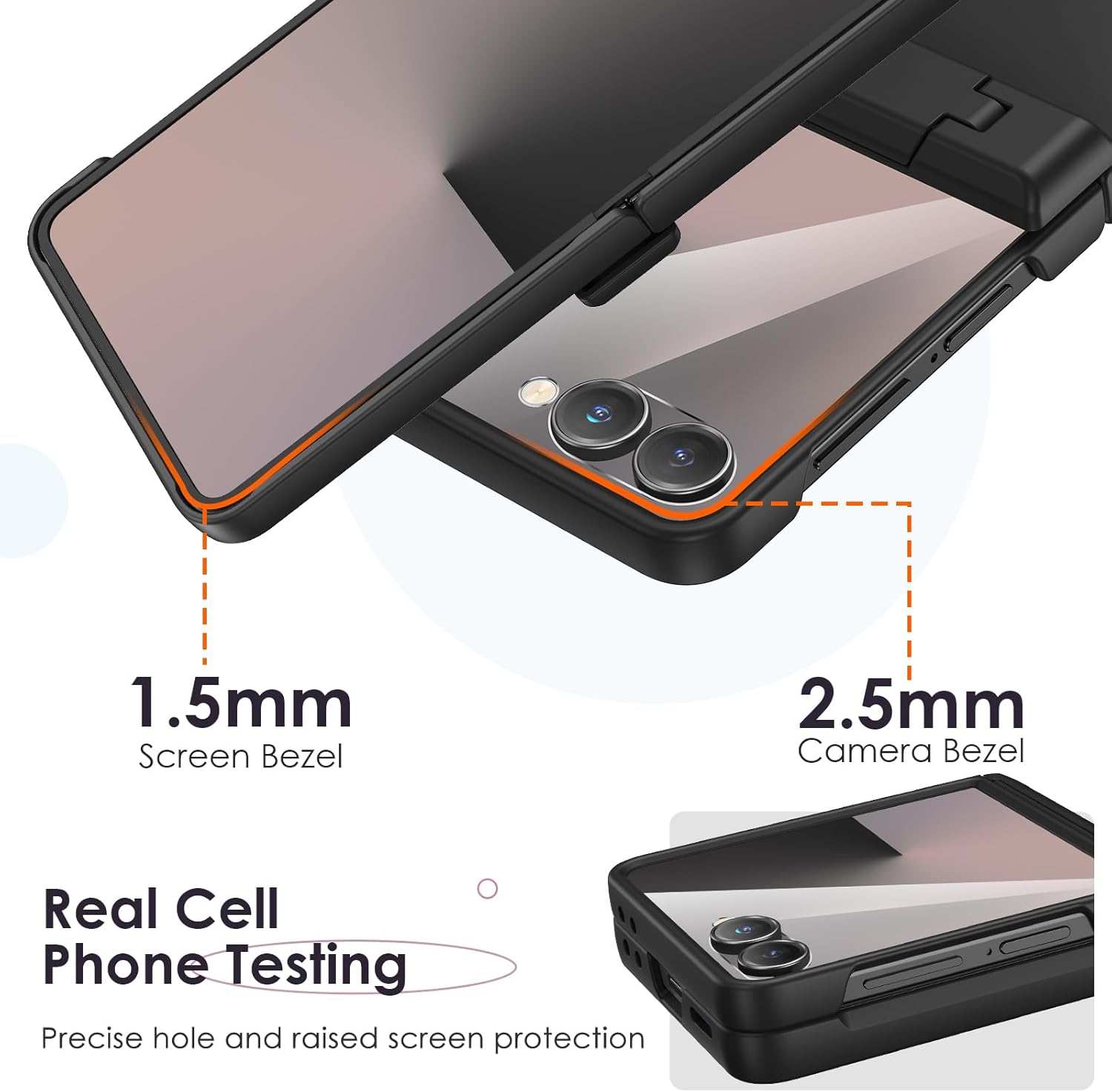 Case Hweggo pour Samsung Galaxy Z Flip 7 (pas pour Flip 7 Fe), protection de charnière lourde et support caché pliable et protecteur d'écran intégré, casqueux antidérapant sans glissement (noir) – Image 8