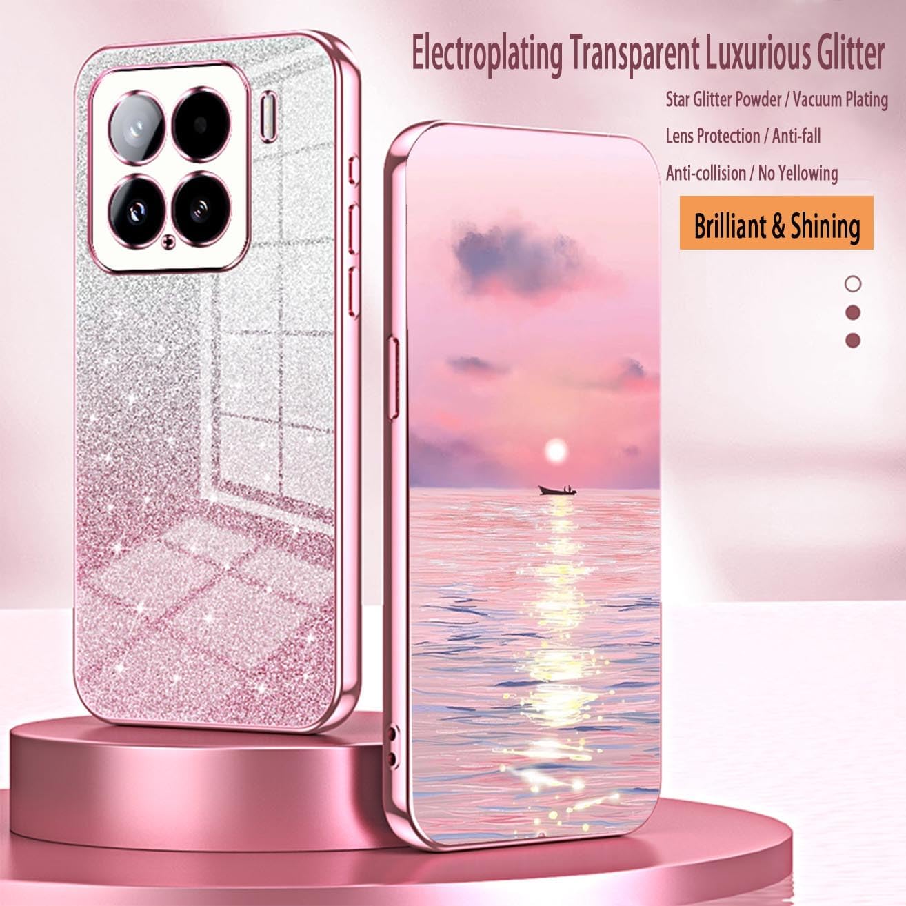 Yueqian Sparkling Case pour Xiaomi 15 5G, très mince paillette paillette à paille – Image 4