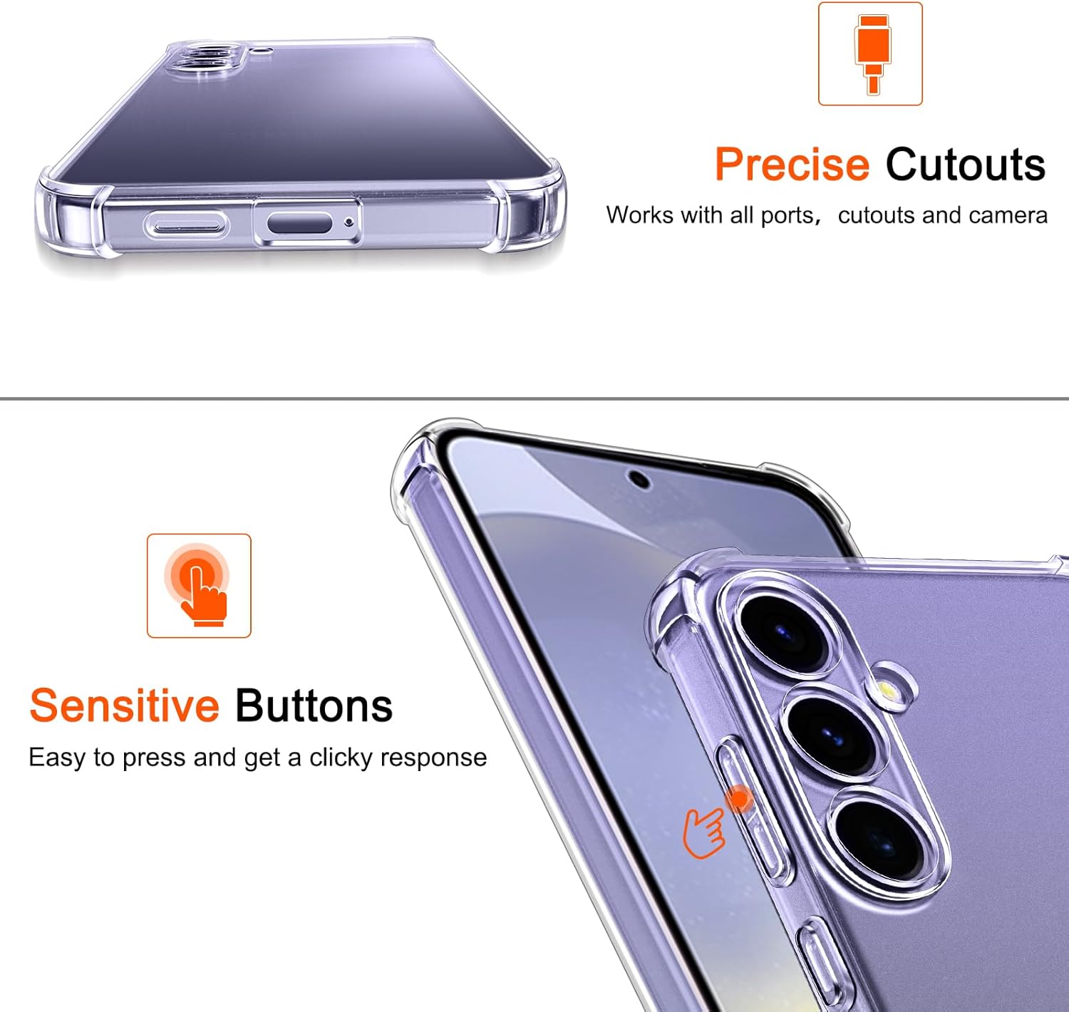 Coque samsung S24 - Étui IVOLER pour Samsung Galaxy S24 5G, étui de protection en silicone à amortissement ultra-transparent avec coins renforcés Cleu de pare-chocs TPU mince TPU – Image 6