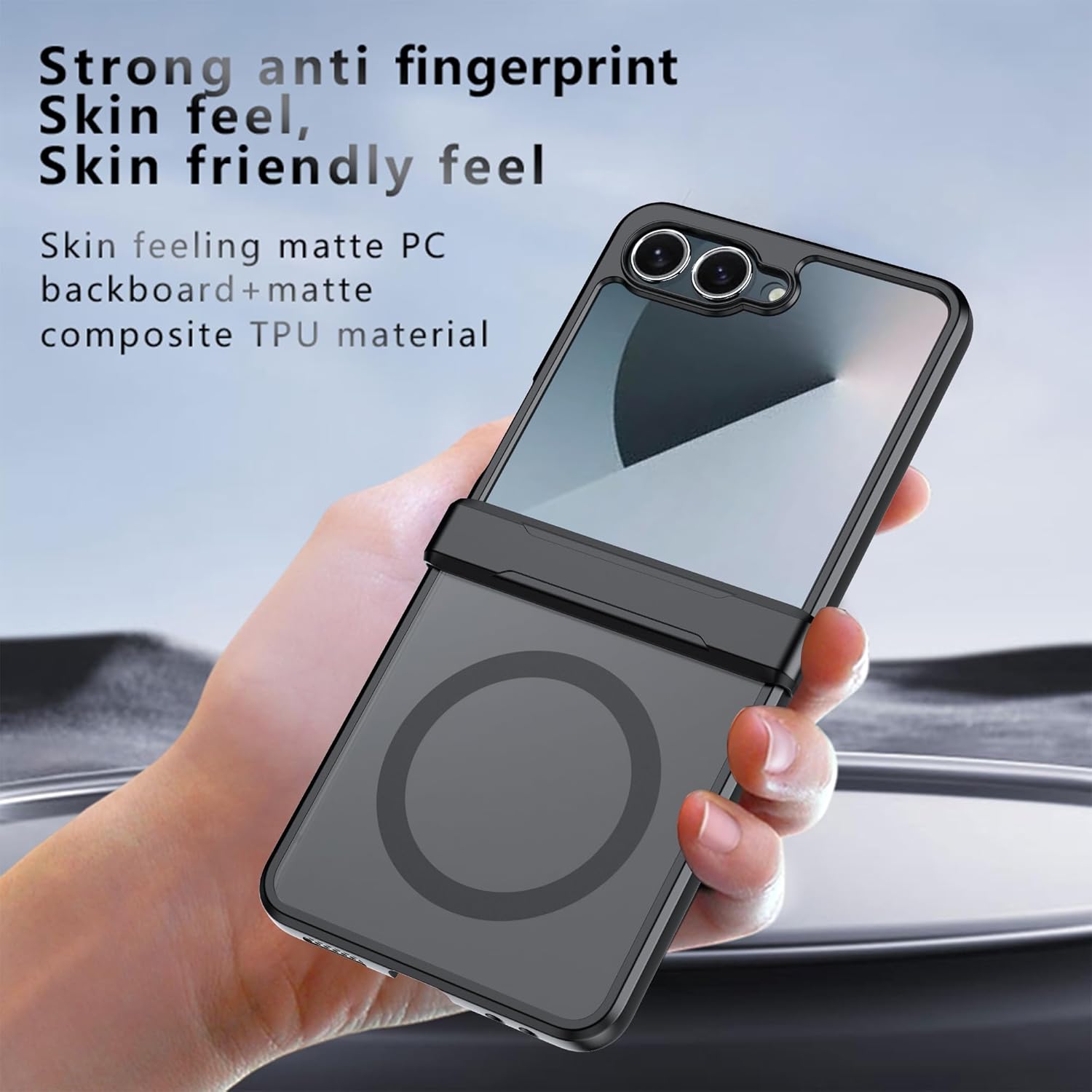 Effcotuo Coque Magnétique pour Samsung Galaxy Z Flip 7 5G avec MagSafe, Anti-Chute Silicone Souple + Acrylique Givré, Translucide Mat Back Case Cover Slim Antichoc - Noir – Image 3