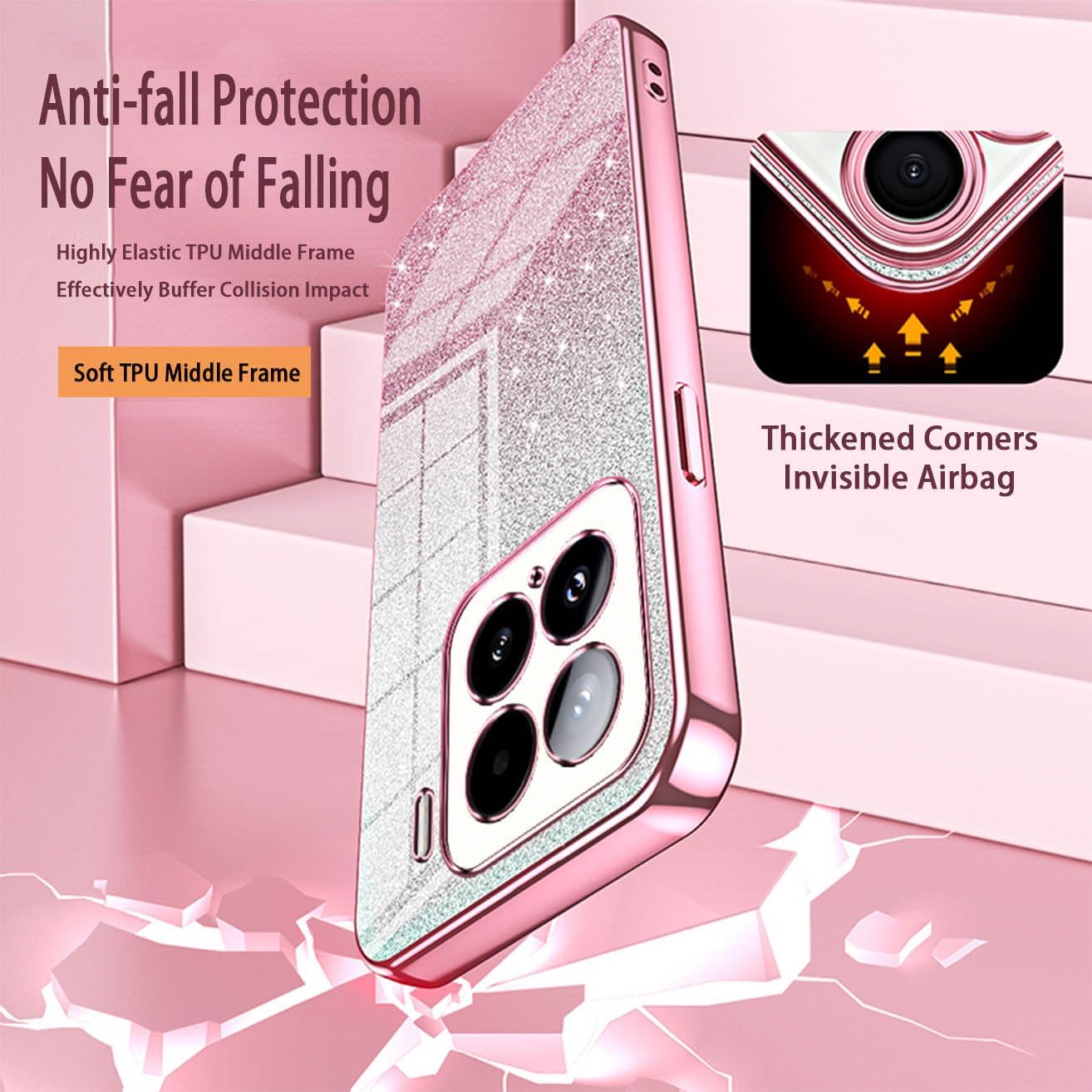 Yueqian Sparkling Case pour Xiaomi 15 5G, très mince paillette paillette à paille – Image 7