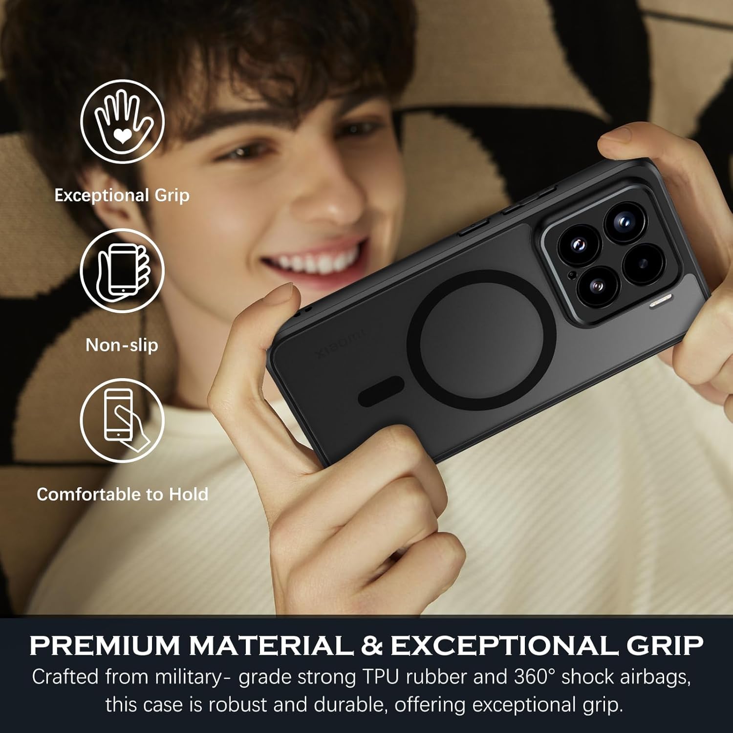 Étui yinlai pour xiaomi 15 5G, compatible avec Magsafe, couverture arrière mate translucide magnétique mince caméra protectrice de la caméra anti-amorçage pour xiaomi 15 5G 6,36 pouces, noir – Image 8