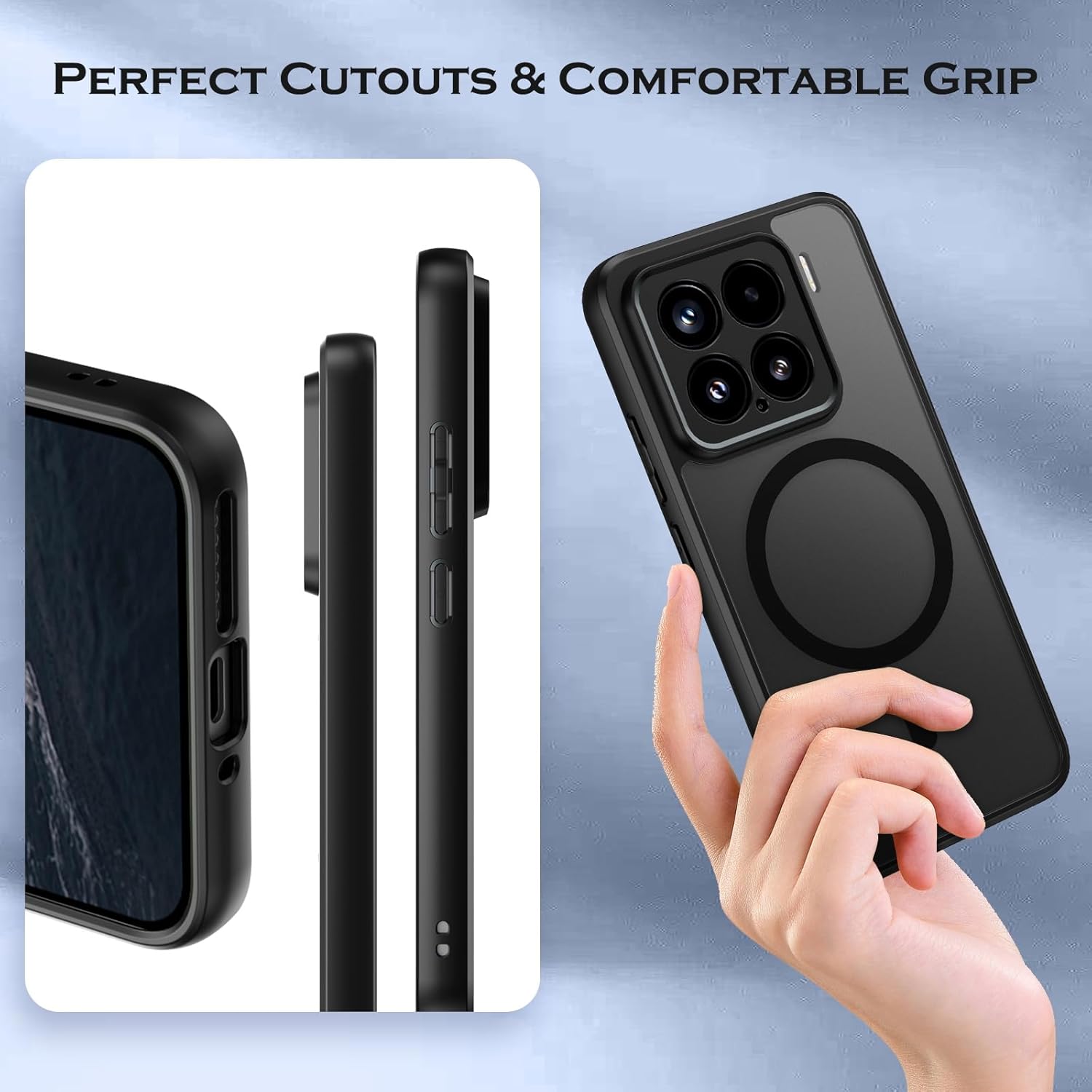 Étui yinlai pour xiaomi 15 5G, compatible avec Magsafe, couverture arrière mate translucide magnétique mince caméra protectrice de la caméra anti-amorçage pour xiaomi 15 5G 6,36 pouces, noir – Image 7