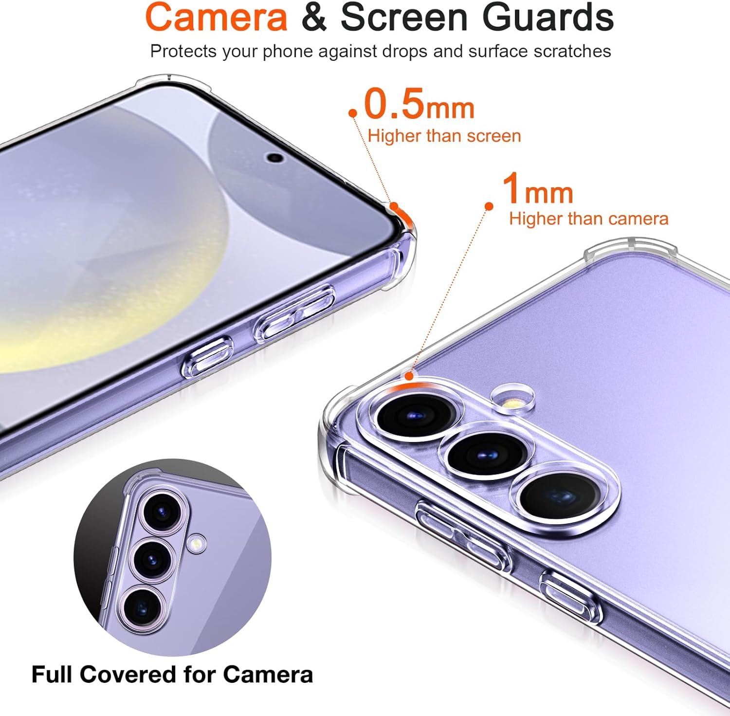 Coque samsung S24 - Étui IVOLER pour Samsung Galaxy S24 5G, étui de protection en silicone à amortissement ultra-transparent avec coins renforcés Cleu de pare-chocs TPU mince TPU – Image 4