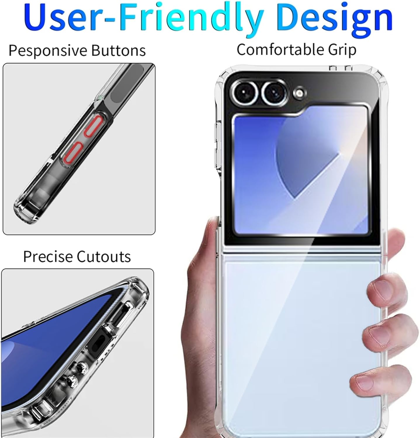 Case Memeloka pour Samsung Galaxy Z Flip 6 / Galaxy Z Flip6, (étalage) (anti-jaune) Bumper TPU doux transparent avec coins renforcés et dossier dur de protection anti-rayures PC dure – Image 7
