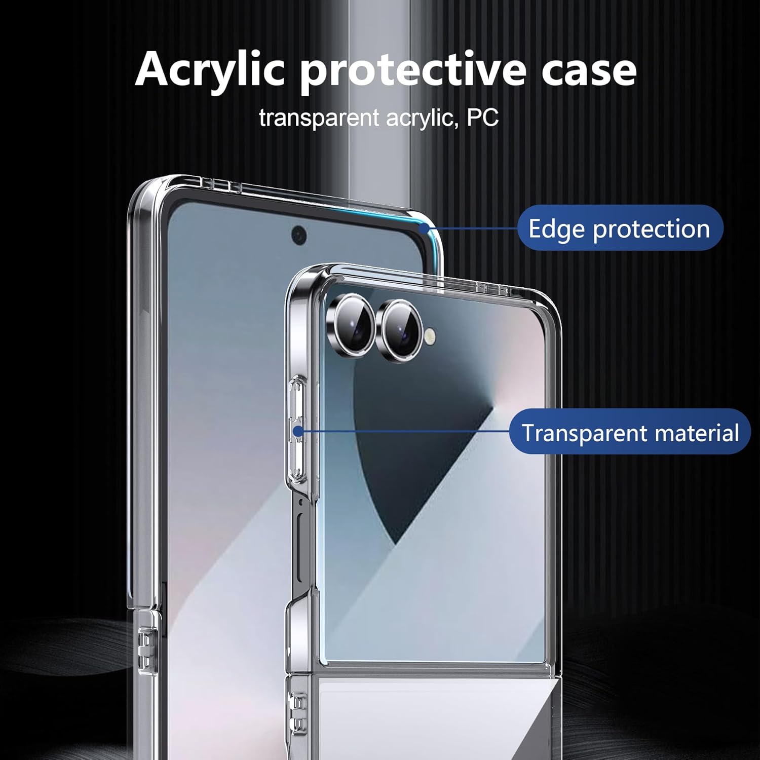 Case LEMXIEE pour Samsung Galaxy Z Flip 7 Case acrylique transparent ultra-mince – Image 4