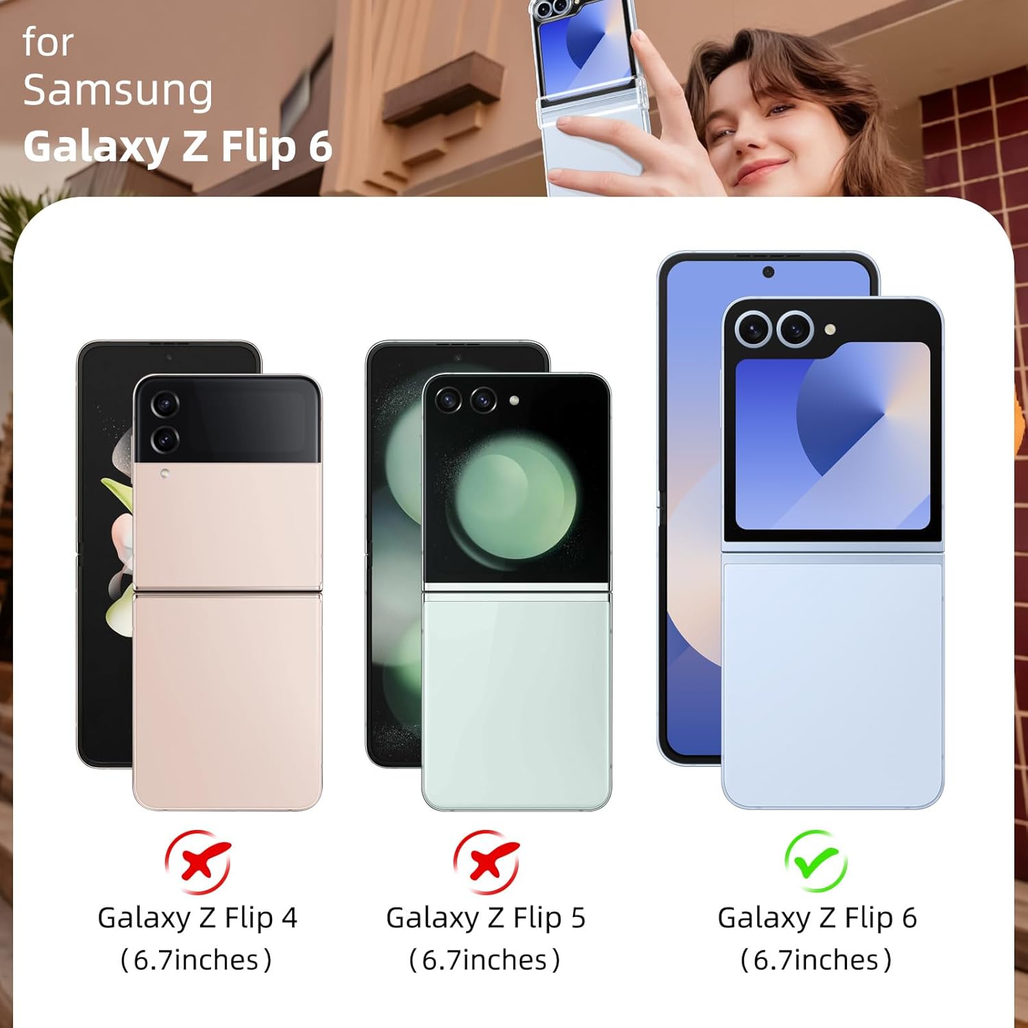 Coque galaxy z flip 6 - Pnakqil Coque pour Samsung Galaxy Z Flip 6 avec 2 verres trempés, pare-chocs anti-rayures avec côtés arrière en PC rigide, coque de protection fine en TPU souple pour Z Flip 6, transparente – Image 3