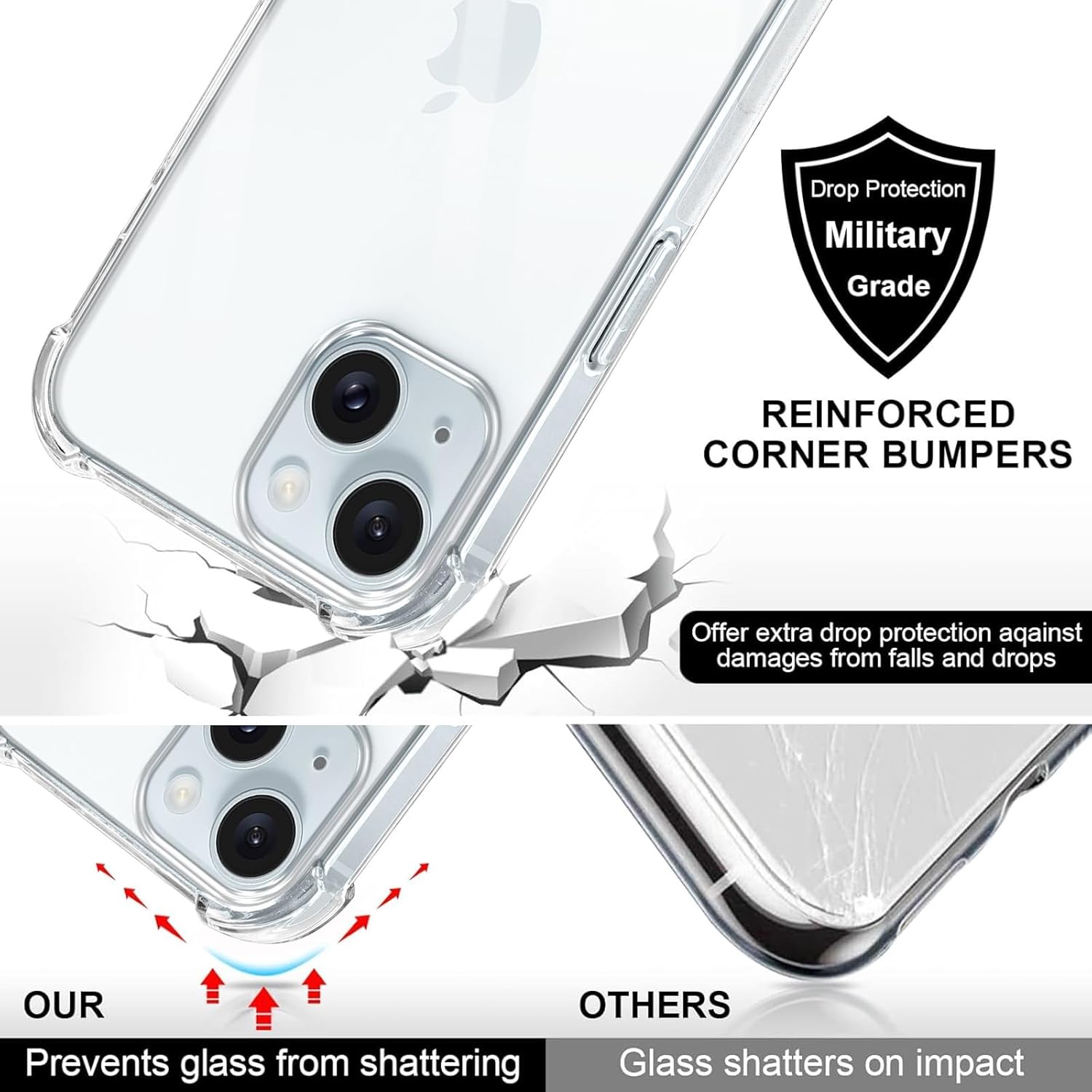 Coque iPhone 15 - Coiwxmoi Coque avec Cordon pour iPhone 15, Étui de Téléphone Ajustable avec Lanière Transparente Ultra Souple en Silicone TPU Antichoc Housse de Protection pour iPhone 15 6,1 Pouces, Noir – Image 5