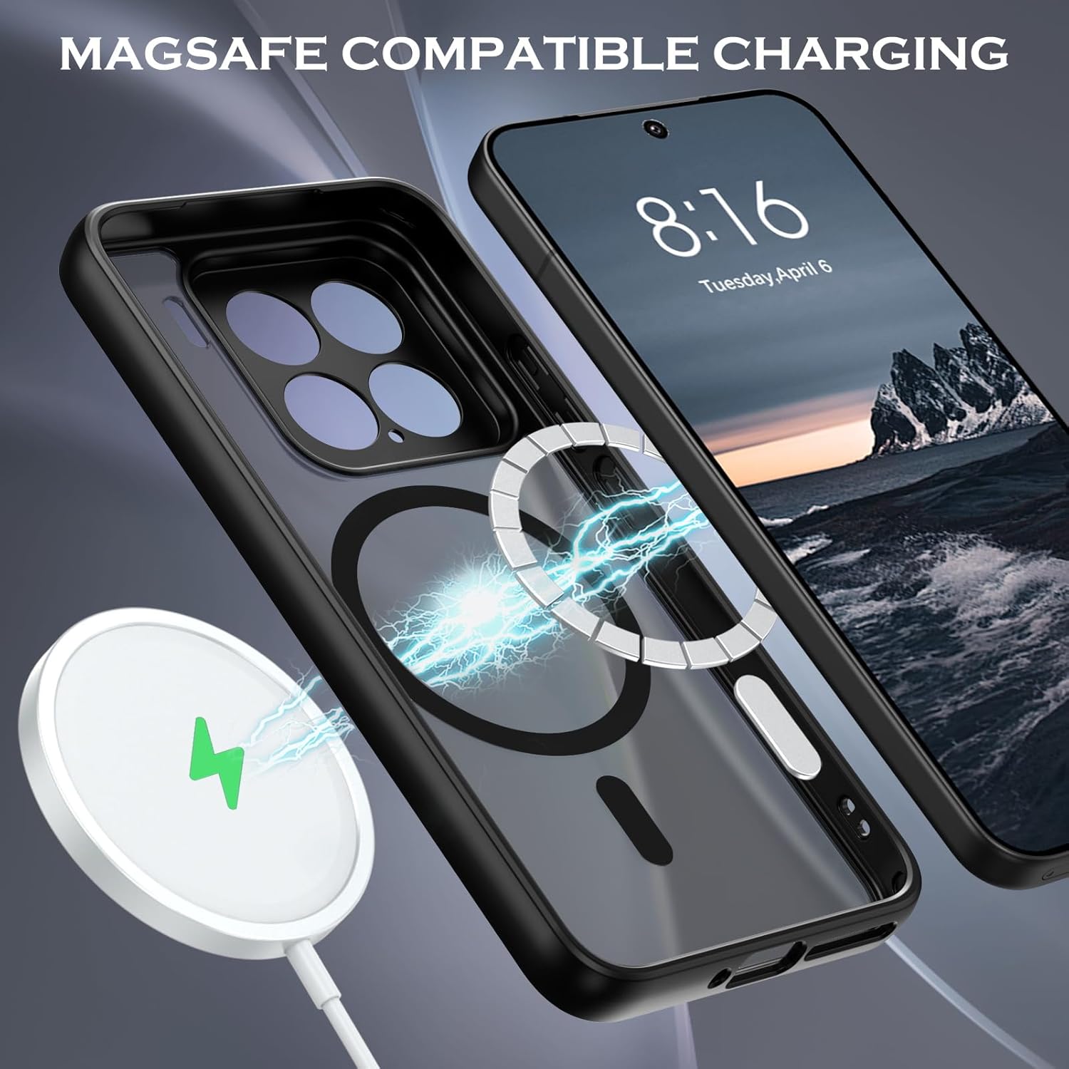 Étui yinlai pour xiaomi 15 5G, compatible avec Magsafe, couverture arrière mate translucide magnétique mince caméra protectrice de la caméra anti-amorçage pour xiaomi 15 5G 6,36 pouces, noir – Image 4