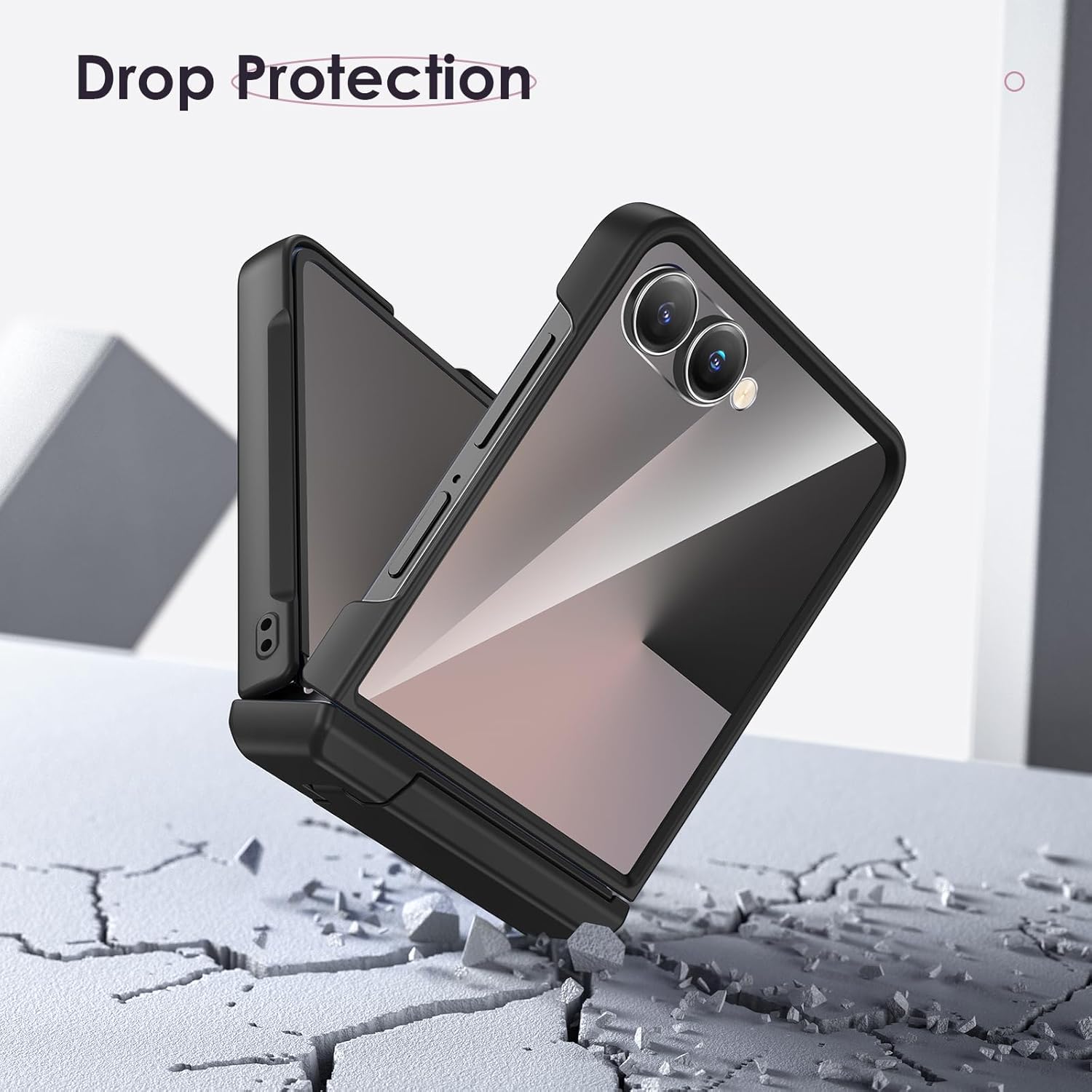 Case Hweggo pour Samsung Galaxy Z Flip 7 (pas pour Flip 7 Fe), protection de charnière lourde et support caché pliable et protecteur d'écran intégré, casqueux antidérapant sans glissement (noir) – Image 9