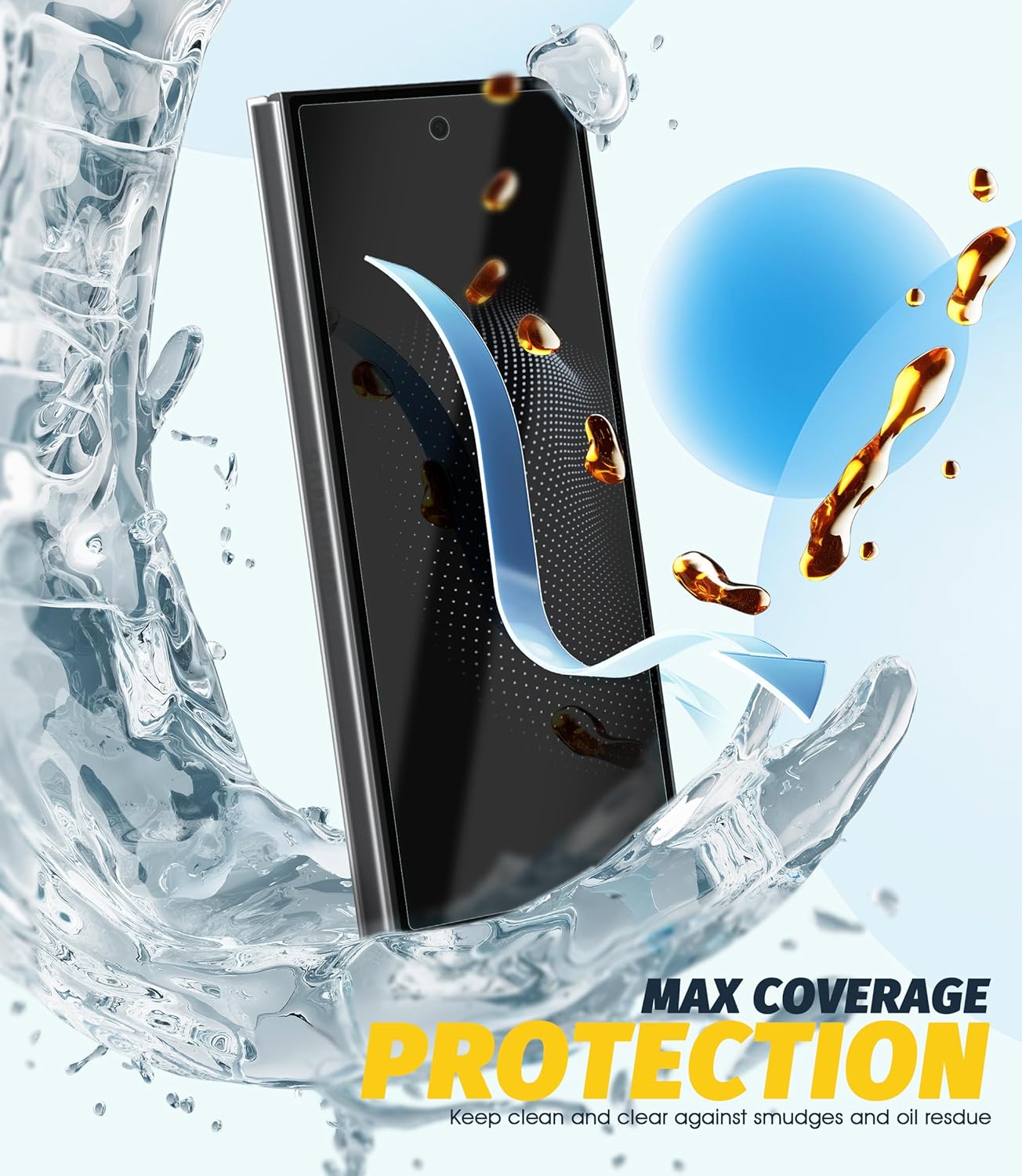 Protecteur d'écran de Newzerol 4 pièces compatible avec Samsung Galaxy Z Fold 7 5G, Protecteur d'écran intérieur de 2 pièces + Protecteur d'écran externe 2 pièces, TPU Film de protection sans bulles anti-rayures TPU – Image 5