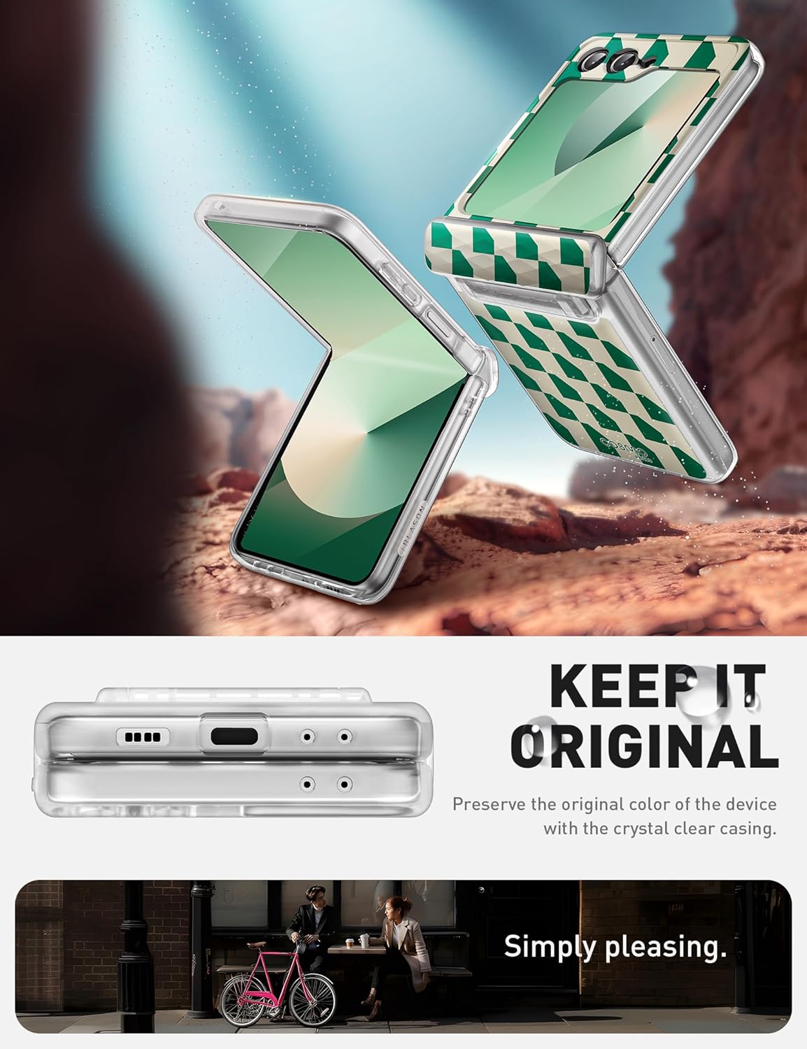Coque galaxy z flip 6 - i-Blason Coque pour Samsung Galaxy Z Flip 6 (protecteur d'écran intégré) (protection de charnière) (compatible avec le chargement sans fil) Cosmo protection intégrale ultra fine pour Samsung Z Flip 6 (souci vert) – Image 6
