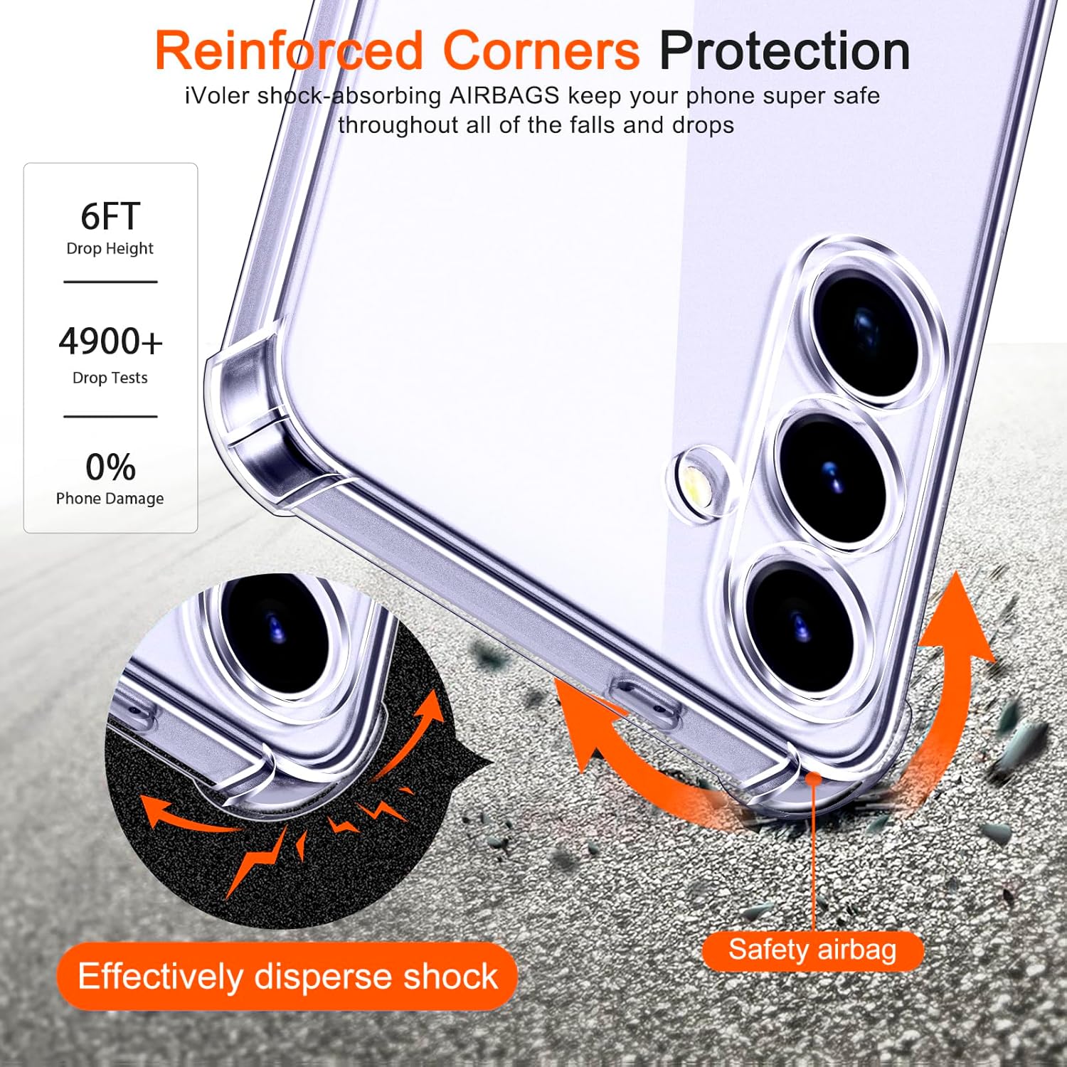 Coque samsung S24 - Étui IVOLER pour Samsung Galaxy S24 5G, étui de protection en silicone à amortissement ultra-transparent avec coins renforcés Cleu de pare-chocs TPU mince TPU – Image 3