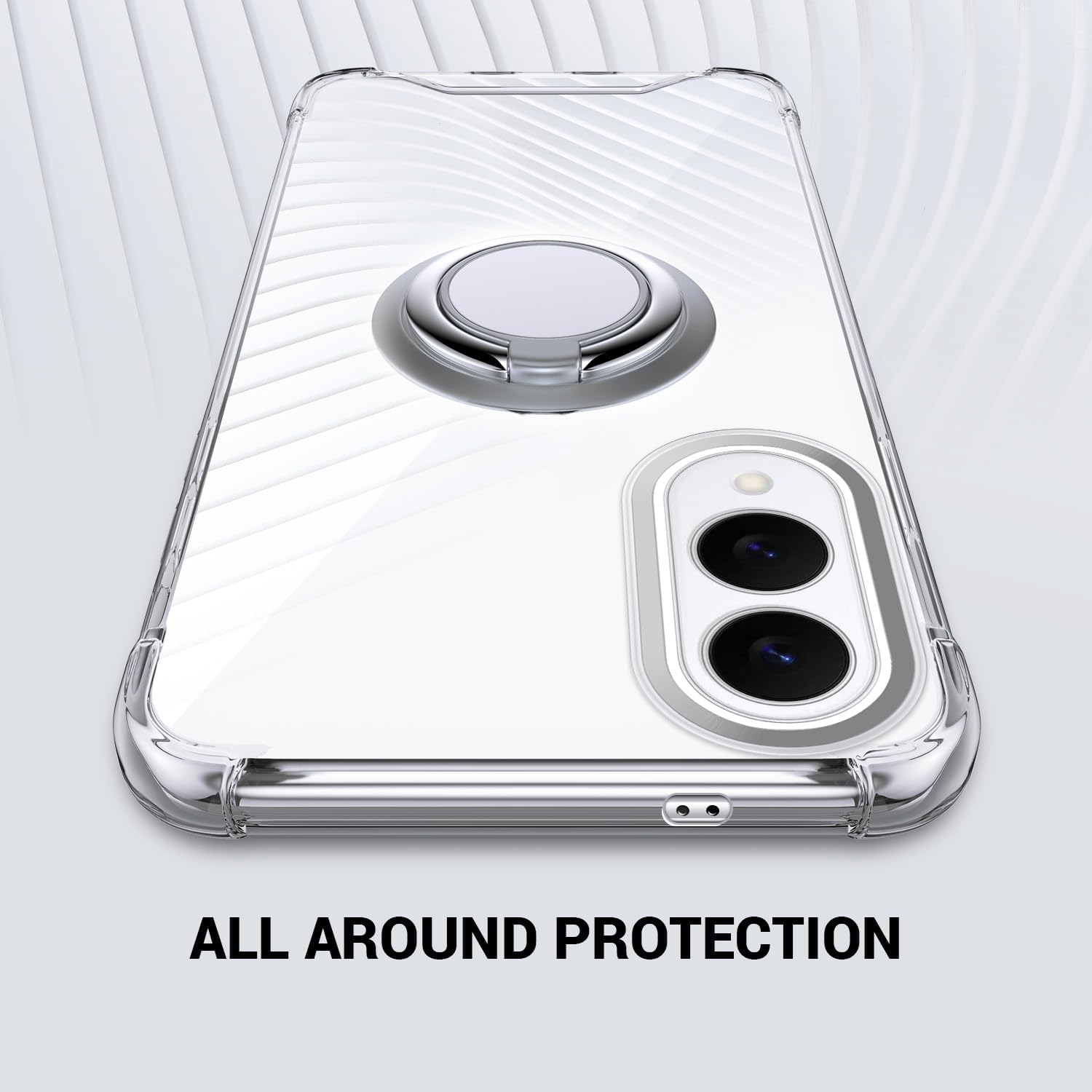 coque Samsung s25 Edge - Silverback Coque pour Samsung Galaxy S25 Edge, avec anneau rotatif à 360 degrés, coque fine et souple en TPU résistant aux chocs – Transparent – Image 3