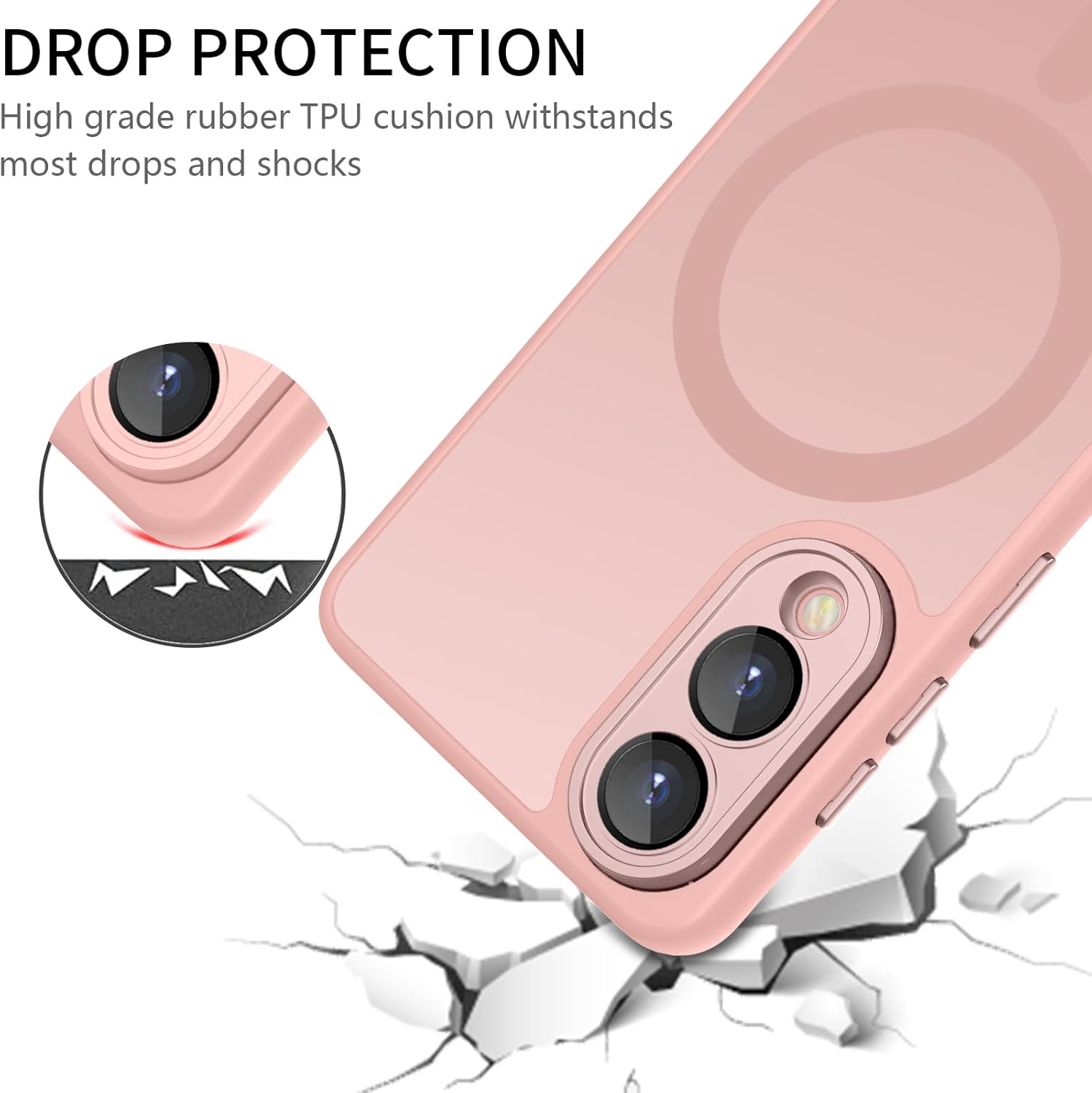 Samsung s25 Edge - Coque Samsung Galaxy S25 Edge, compatible avec MagSafe Case, protection magnétique mate, antidérapante, résistante aux rayures, aux chocs, rose – Image 8