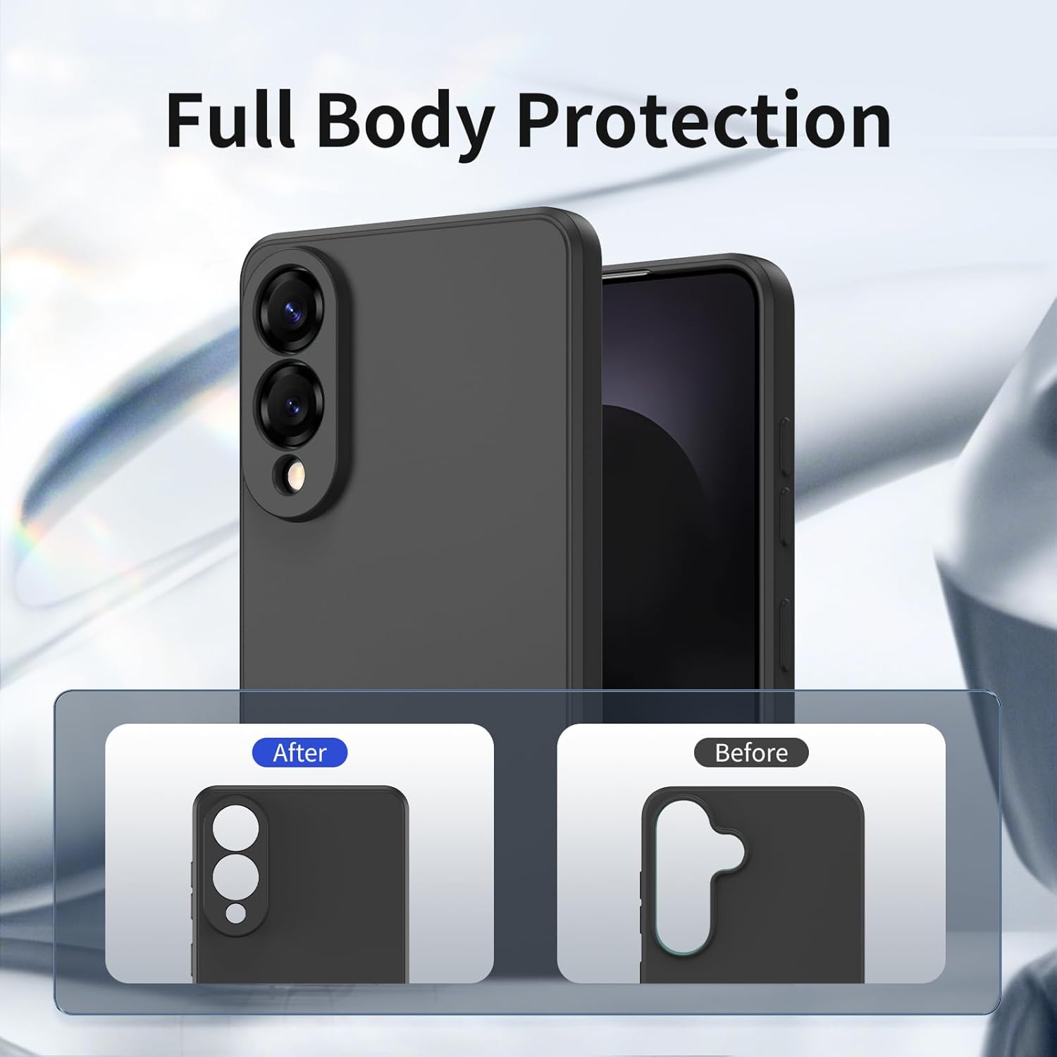 Samsung s25 Edge - Qasyfanc Coque de Protection pour Appareil Photo pour Samsung Galaxy S25 Edge 5G avec 2 Pièces en Verre Trempé, Coque pour Samsung Galaxy S25 Edge Protection Silicone Antichoc Mince, Souple, Noir – Image 5