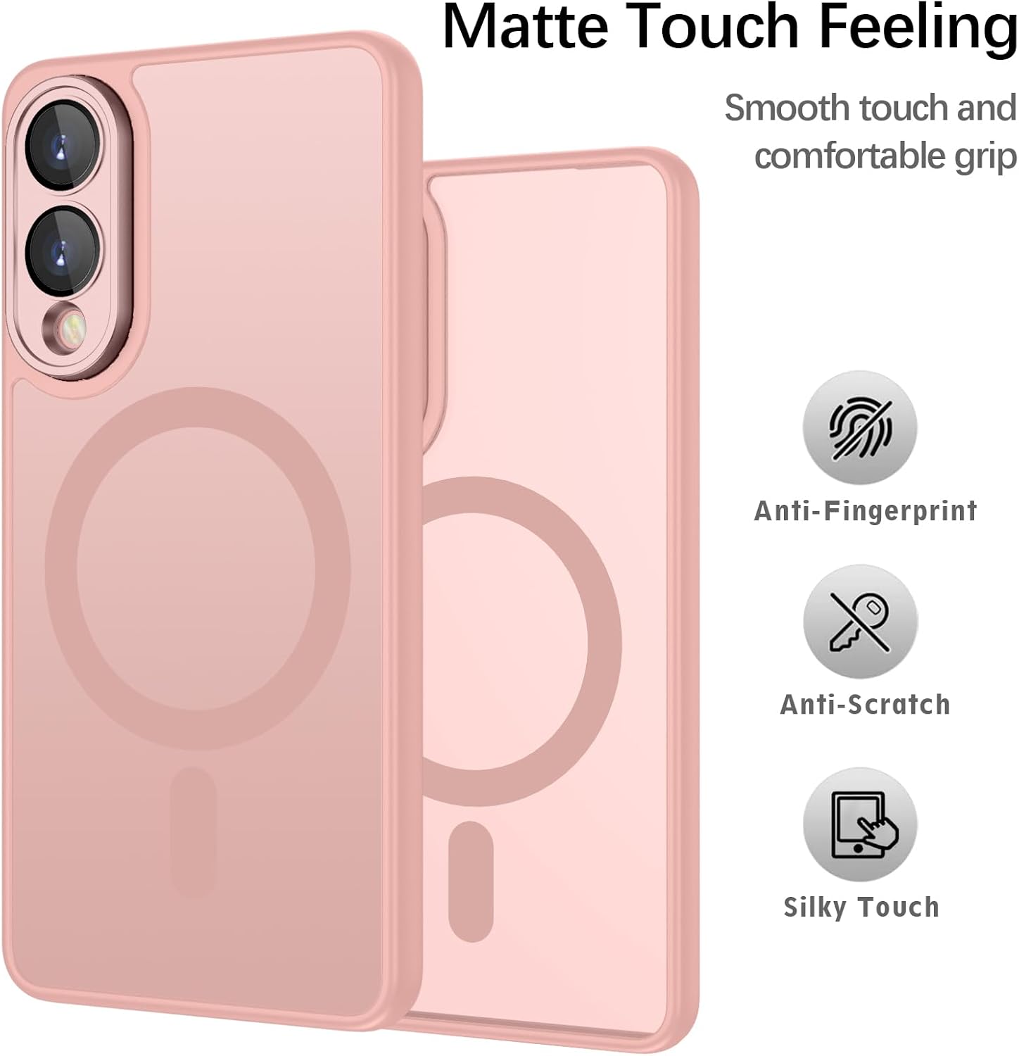 Samsung s25 Edge - Coque Samsung Galaxy S25 Edge, compatible avec MagSafe Case, protection magnétique mate, antidérapante, résistante aux rayures, aux chocs, rose – Image 5