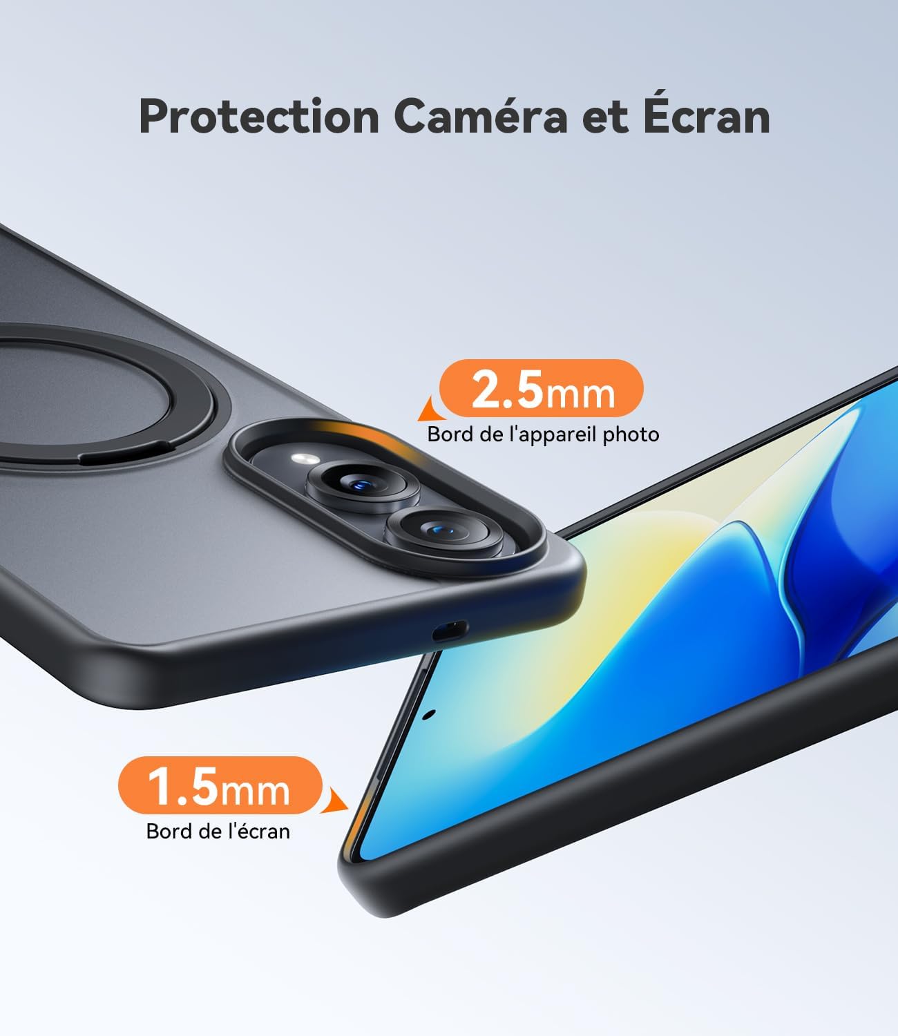 coque Samsung s25 Edge - JUESHITUO Coque pour Samsung Galaxy S25 Edge avec support rotatif à 360°, coque Magsafe ultra fine (anti-jaune) (norme militaire) (support invisible) antichoc anti-rayures – Noir mat – Image 7