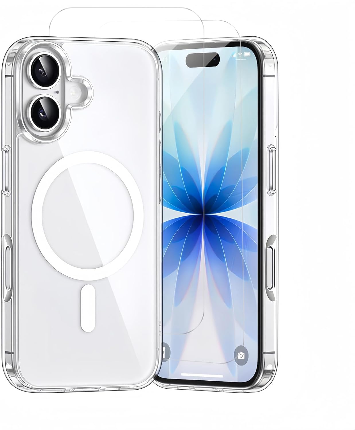 Coque iPhone 17 - Coque pour iPhone 17, 6,3 pouces avec 2 écrans en verre trempé, coque magnétique intégrée, protection anti-chocs et anti-rayures, coque transparente en TPU pour iPhone 17 (iPhone_17) – Image 2