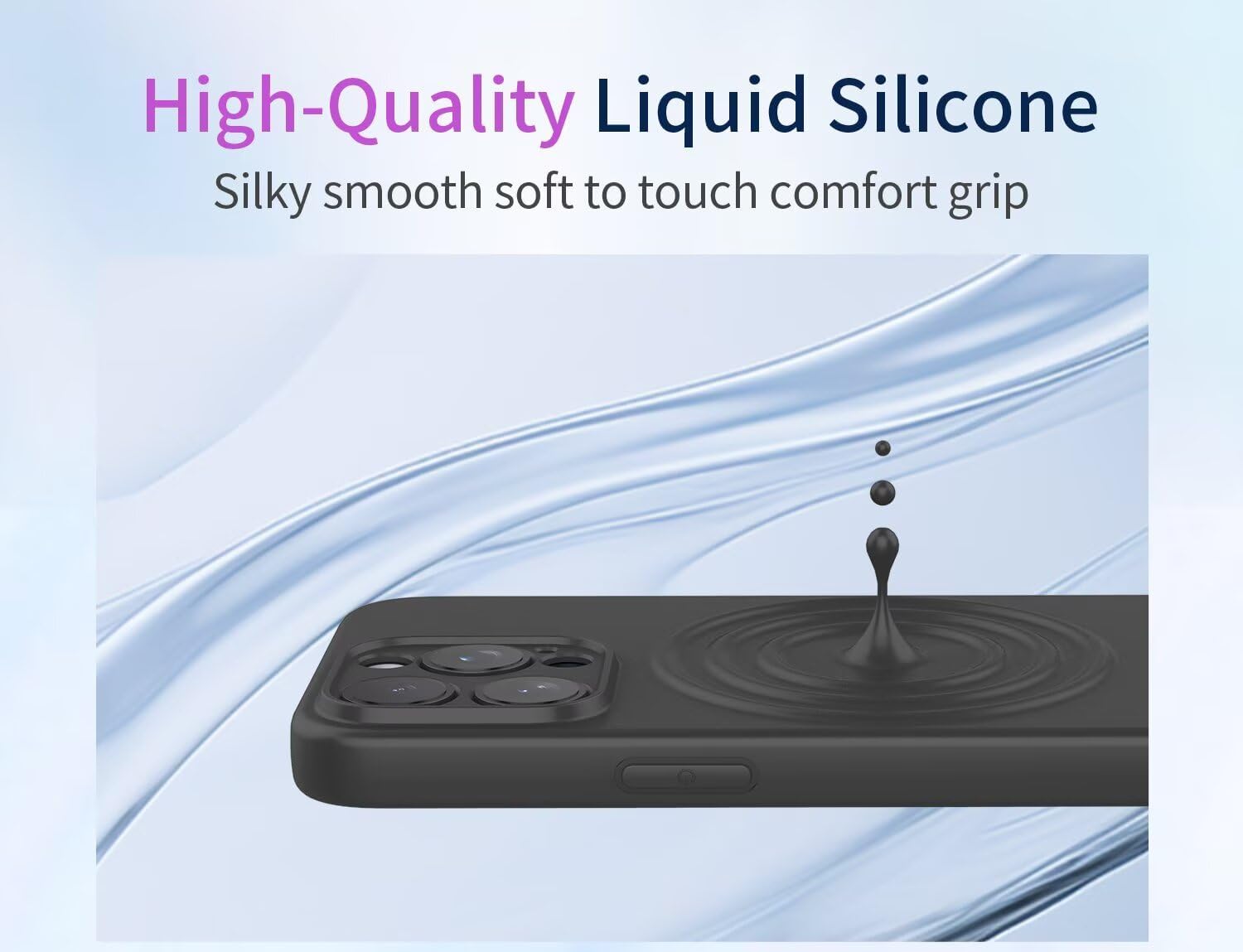 coque Samsung s25 Edge - ESONG Coque en Silicone Liquide pour Samsung Galaxy S25 Edge, Ultra Mince Souple TPU Flexible pour Femmes, Filles, Antichoc Bumper Protection Case Noir – Image 6