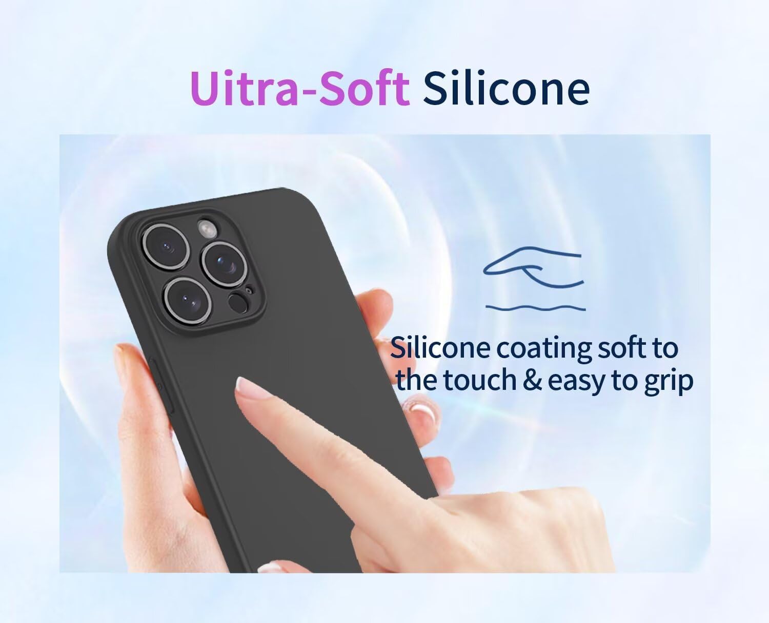 coque Samsung s25 Edge - ESONG Coque en Silicone Liquide pour Samsung Galaxy S25 Edge, Ultra Mince Souple TPU Flexible pour Femmes, Filles, Antichoc Bumper Protection Case Noir – Image 4