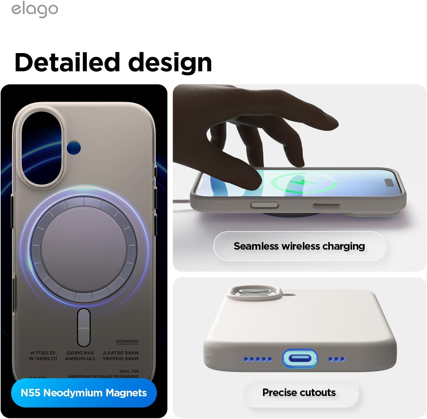 Coque iPhone 17 - elago Coque en silicone magnétique compatible avec iPhone 17, compatible avec tous les accessoires MagSafe - Silicone liquide de qualité supérieure, antichoc, fine (pierre) – Image 8