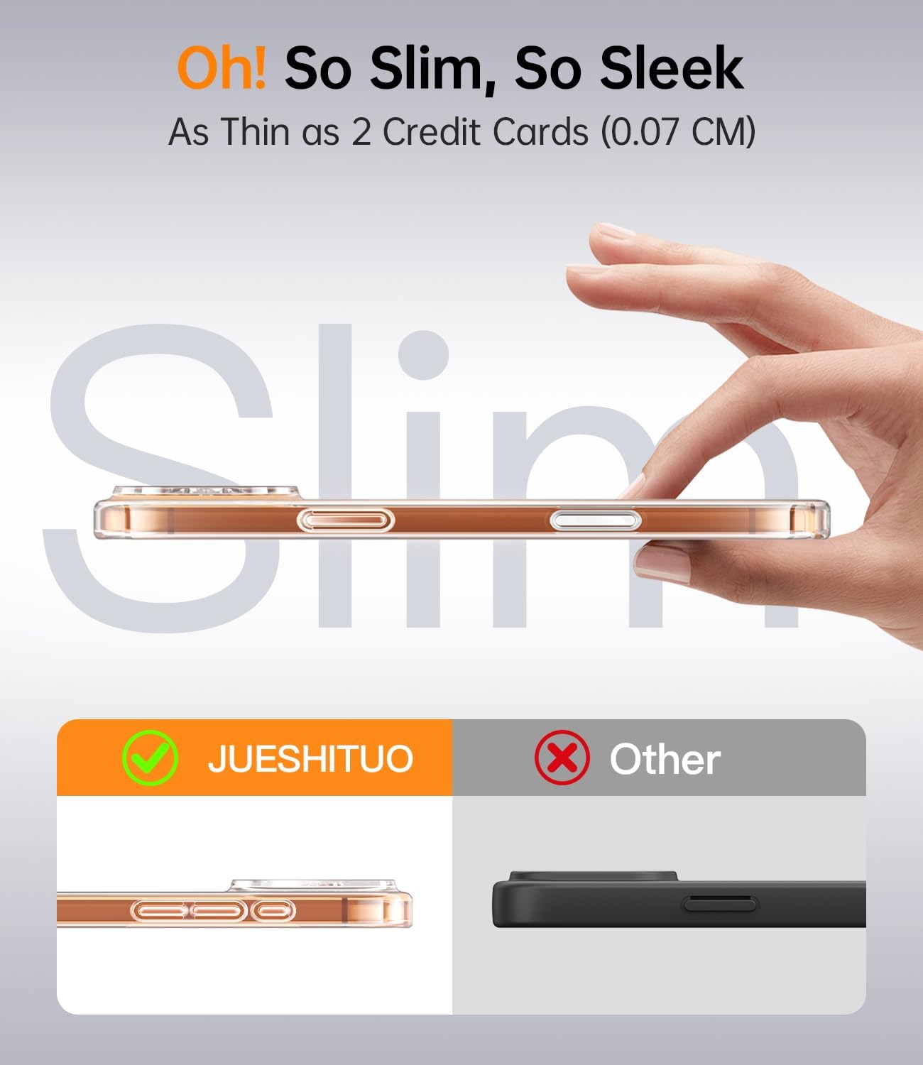 Coque iPhone 17 - JUESHITUO Coque ultra fine pour iPhone 17 Pro Max compatible Magsafe (protection de l'objectif et des boutons de l'appareil photo) (anti-poussière, coque de protection ultralégère) – Transparent – Image 3