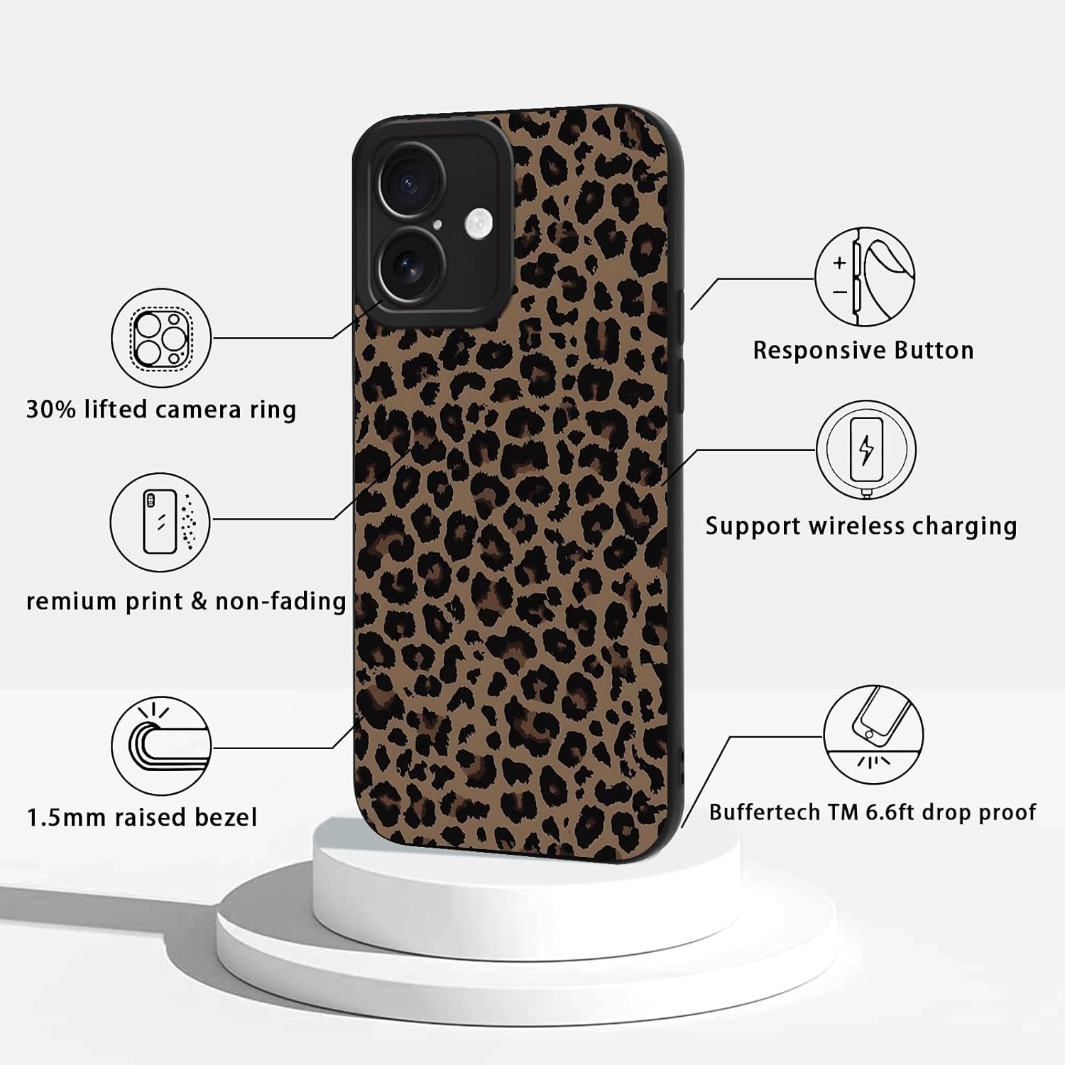 Coque iPhone 17 - Xylota Coque pour iPhone 17 6,3 pouces avec cordon, motif esthétique avec collier réglable, protection d'appareil photo en silicone, cordon portable, coque antichoc pour iPhone 17, léopard 01 – Image 4