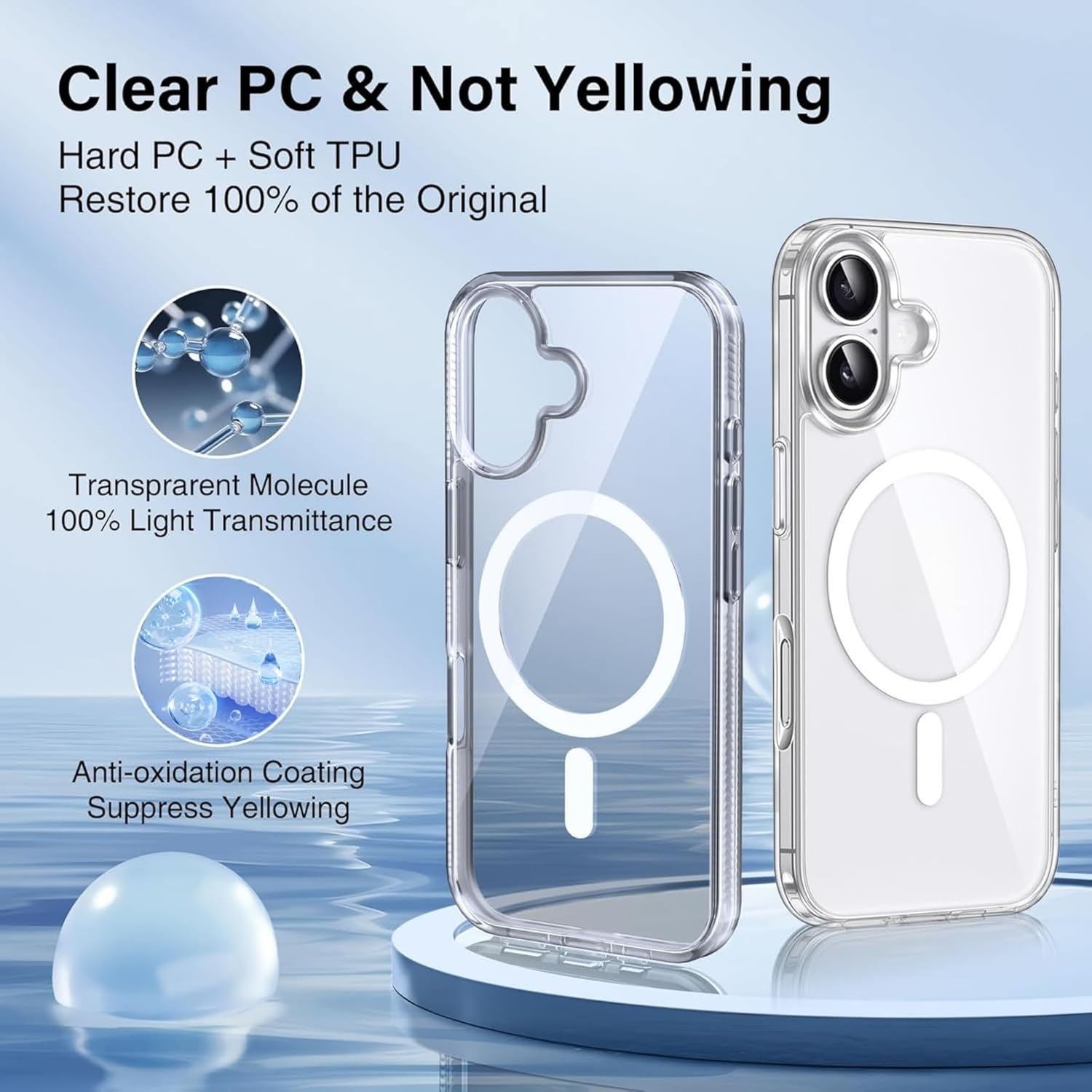 Coque iPhone 17 - Coque pour iPhone 17, 6,3 pouces avec 2 écrans en verre trempé, coque magnétique intégrée, protection anti-chocs et anti-rayures, coque transparente en TPU pour iPhone 17 (iPhone_17) – Image 3