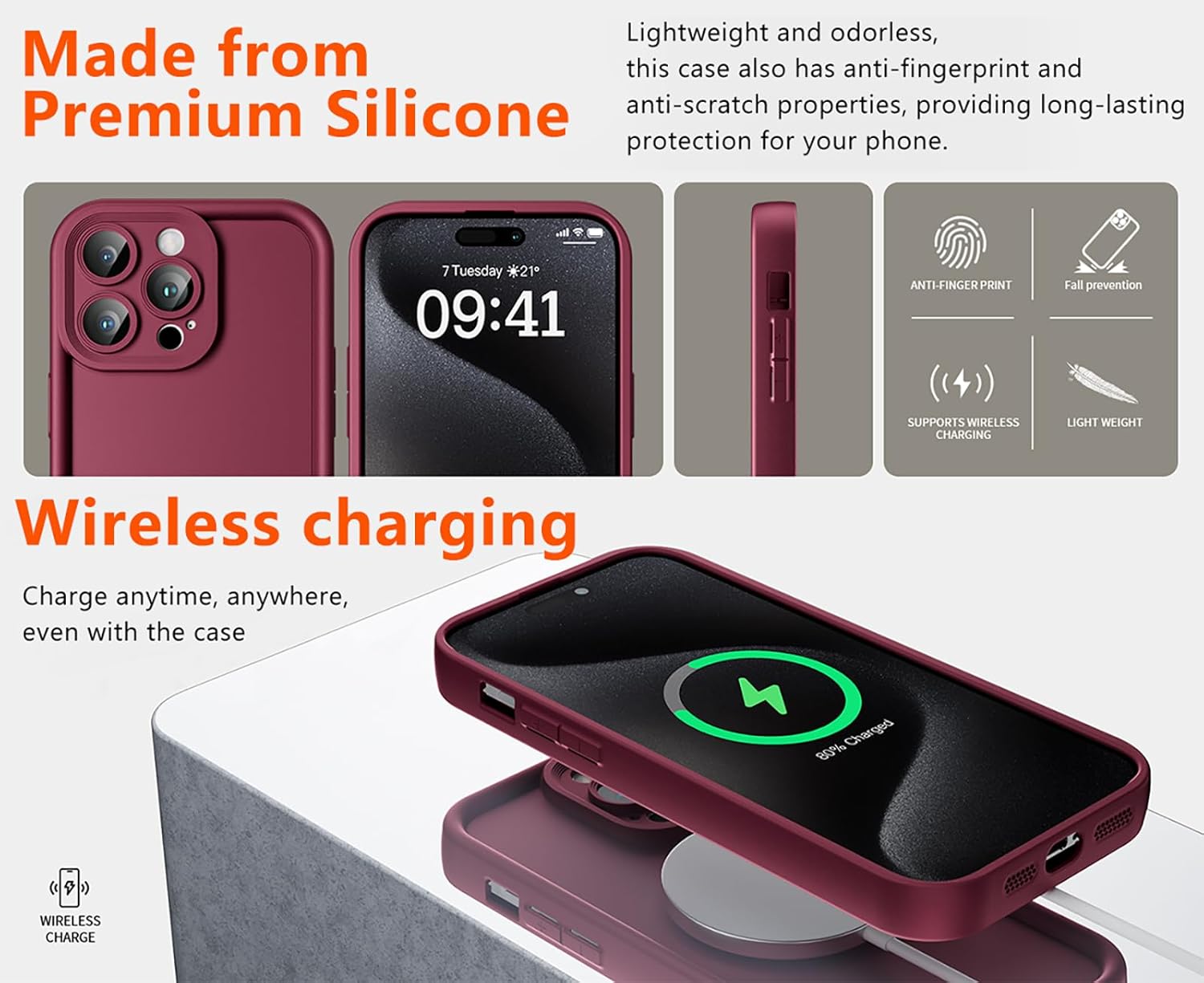 coque Samsung s25 Edge - Coque pour Samsung Galaxy S25 Edge 5G - Silicone Antichoc Housse de Protection pour Appareil Photo Portable Souple TPU Cover Bumper, Vin Rouge – Image 6