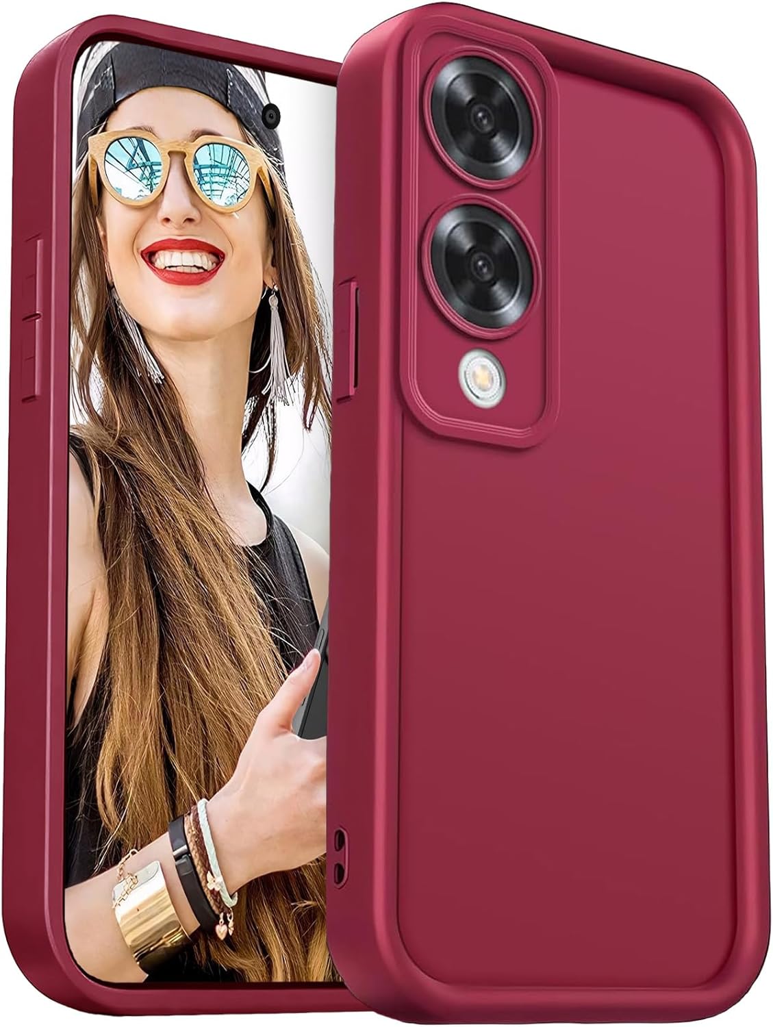 coque Samsung s25 Edge - Coque pour Samsung Galaxy S25 Edge 5G - Silicone Antichoc Housse de Protection pour Appareil Photo Portable Souple TPU Cover Bumper, Vin Rouge – Image 2