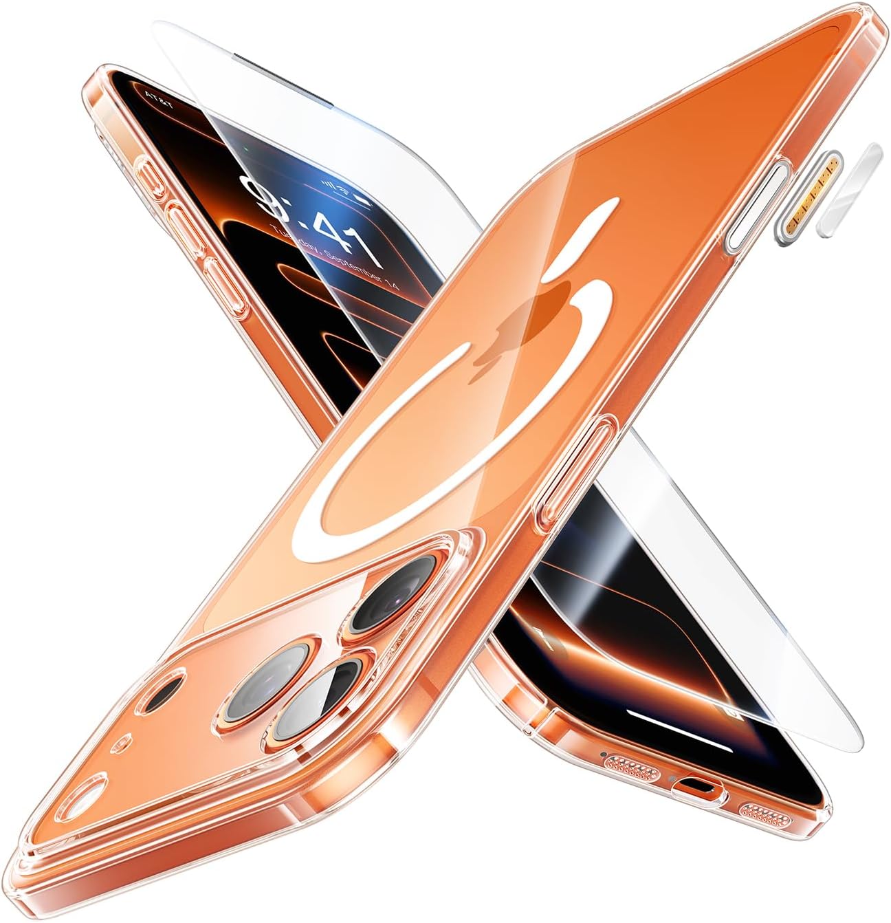 Coque iPhone 17 - JUESHITUO Coque ultra fine pour iPhone 17 Pro Max compatible Magsafe (protection de l'objectif et des boutons de l'appareil photo) (anti-poussière, coque de protection ultralégère) – Transparent – Image 2