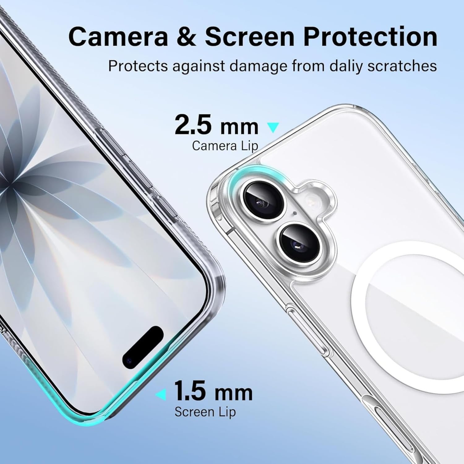 Coque iPhone 17 - Coque pour iPhone 17, 6,3 pouces avec 2 écrans en verre trempé, coque magnétique intégrée, protection anti-chocs et anti-rayures, coque transparente en TPU pour iPhone 17 (iPhone_17) – Image 7