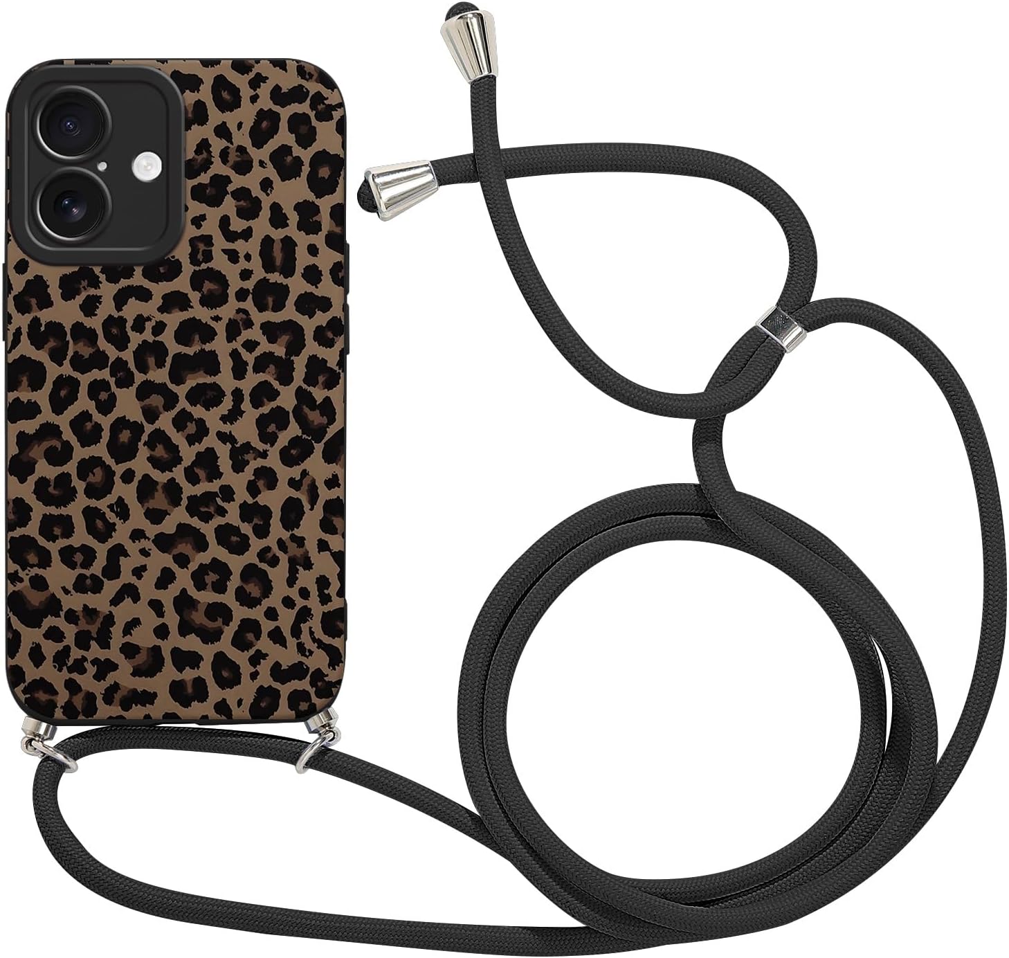 Coque iPhone 17 - Xylota Coque pour iPhone 17 6,3 pouces avec cordon, motif esthétique avec collier réglable, protection d'appareil photo en silicone, cordon portable, coque antichoc pour iPhone 17, léopard 01 – Image 2