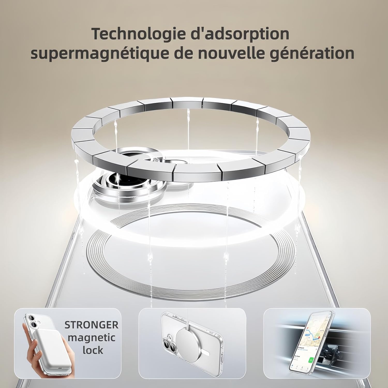 Coque iPhone 17 - Coque pour iPhone 17, 6,3 pouces avec 2 écrans en verre trempé, coque magnétique intégrée, protection anti-chocs et anti-rayures, coque transparente en TPU pour iPhone 17 (iPhone_17) – Image 4