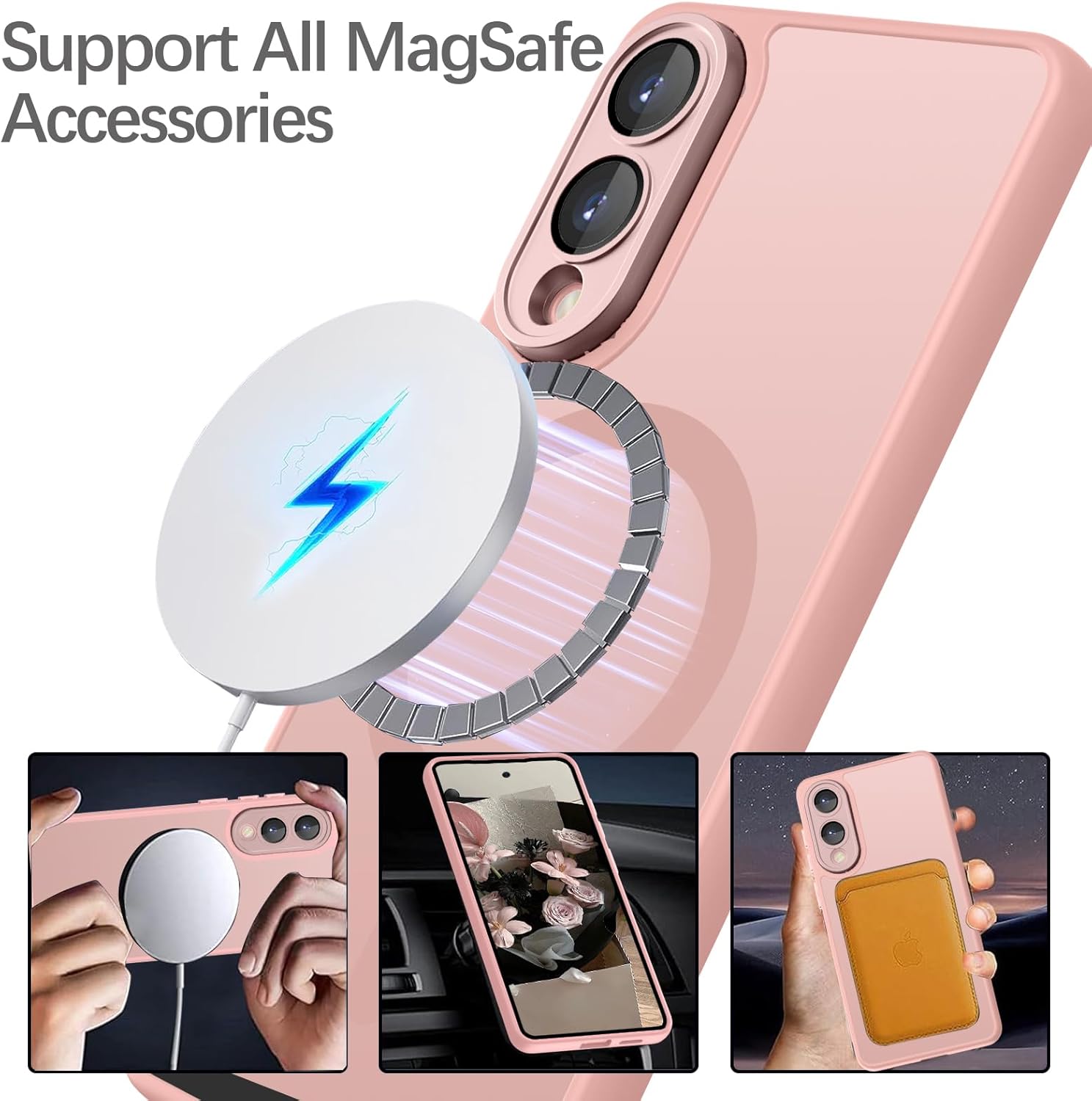 Samsung s25 Edge - Coque Samsung Galaxy S25 Edge, compatible avec MagSafe Case, protection magnétique mate, antidérapante, résistante aux rayures, aux chocs, rose – Image 6