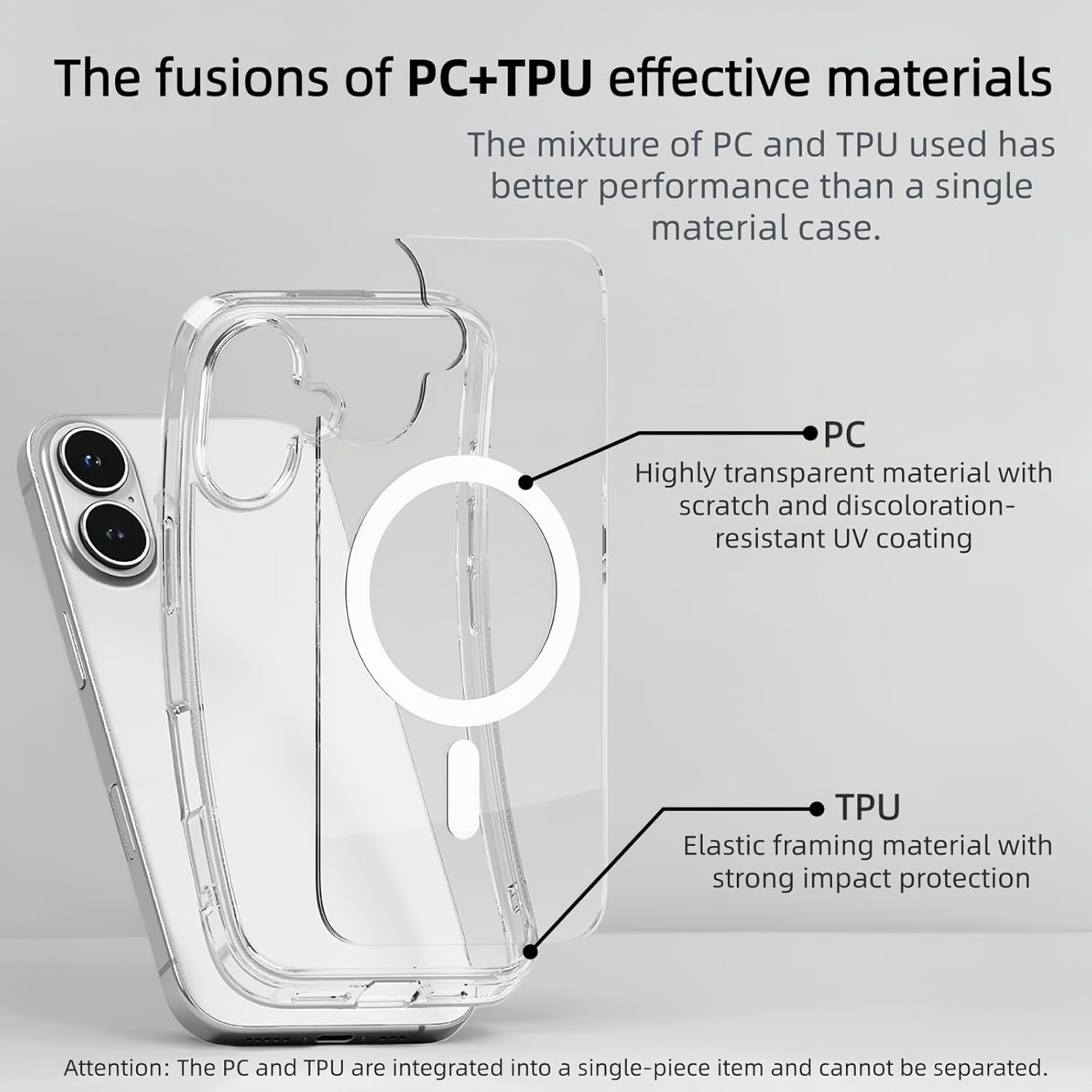 Coque iPhone 17 - Coque pour iPhone 17, 6,3 pouces avec 2 écrans en verre trempé, coque magnétique intégrée, protection anti-chocs et anti-rayures, coque transparente en TPU pour iPhone 17 (iPhone_17) – Image 9