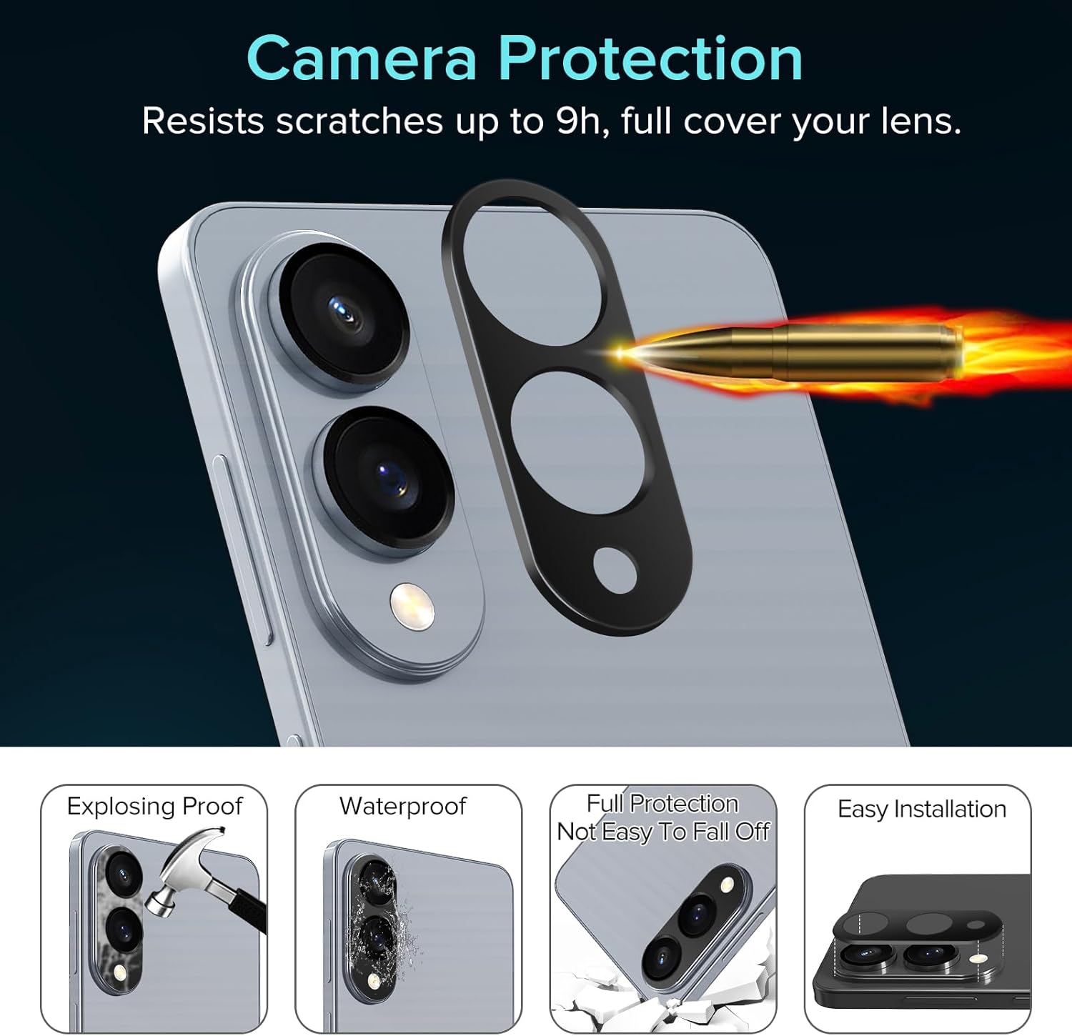 Samsung s25 Edge - ivoler Lot de 2 films de protection d'écran pour Samsung Galaxy S25 Edge 5G avec 2 films de protection d'appareil photo arrière, film en verre trempé, dureté 9H, anti-rayures, sans bulles – Image 5
