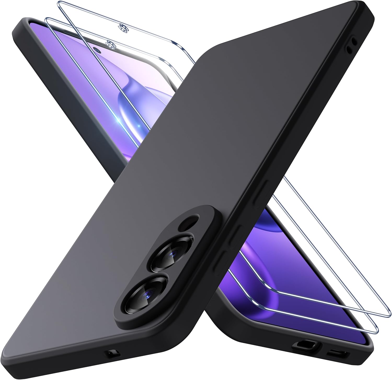 Samsung s25 Edge - Qasyfanc Coque de Protection pour Appareil Photo pour Samsung Galaxy S25 Edge 5G avec 2 Pièces en Verre Trempé, Coque pour Samsung Galaxy S25 Edge Protection Silicone Antichoc Mince, Souple, Noir – Image 2