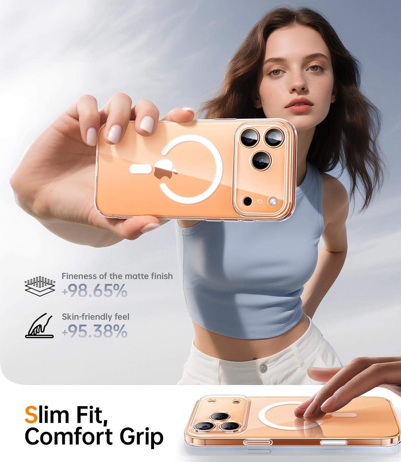 Coque iPhone 17 - JUESHITUO Coque ultra fine pour iPhone 17 Pro Max compatible Magsafe (protection de l'objectif et des boutons de l'appareil photo) (anti-poussière, coque de protection ultralégère) – Transparent – Image 9
