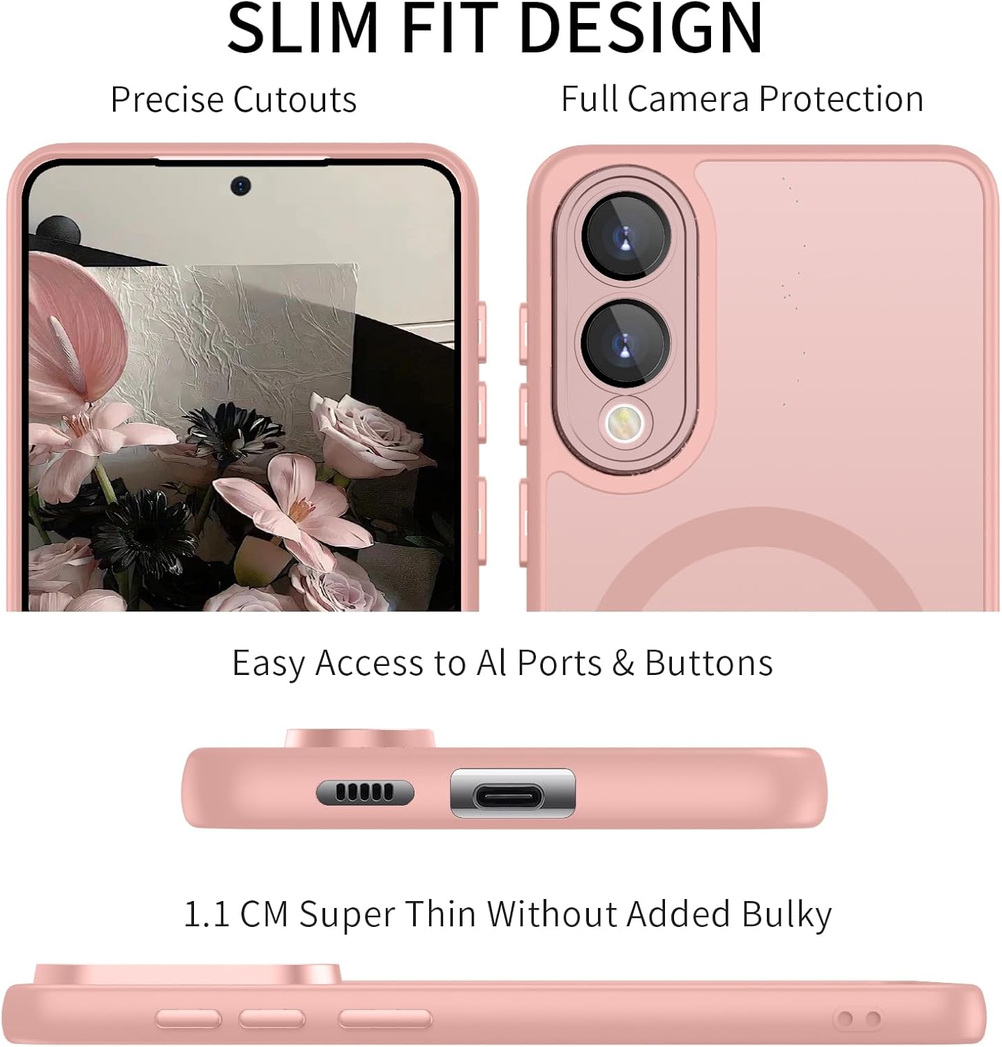 Samsung s25 Edge - Coque Samsung Galaxy S25 Edge, compatible avec MagSafe Case, protection magnétique mate, antidérapante, résistante aux rayures, aux chocs, rose – Image 4