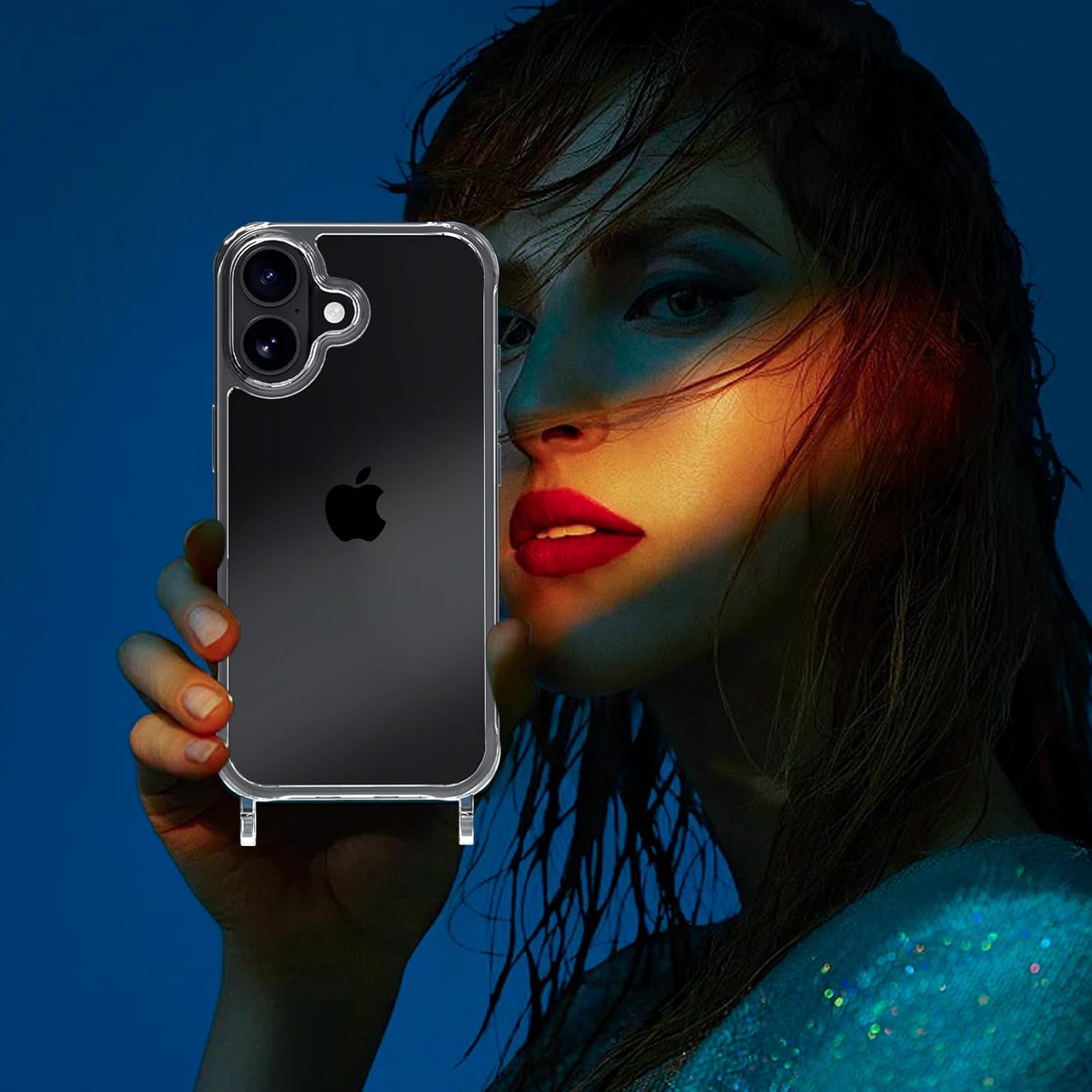 Coque iPhone 17 - Coque pour iPhone 17 avec cordon, transparente, anti-jaunissement, résistante aux chocs, coque de téléphone réglable avec lanière, coque de protection complète – Image 7