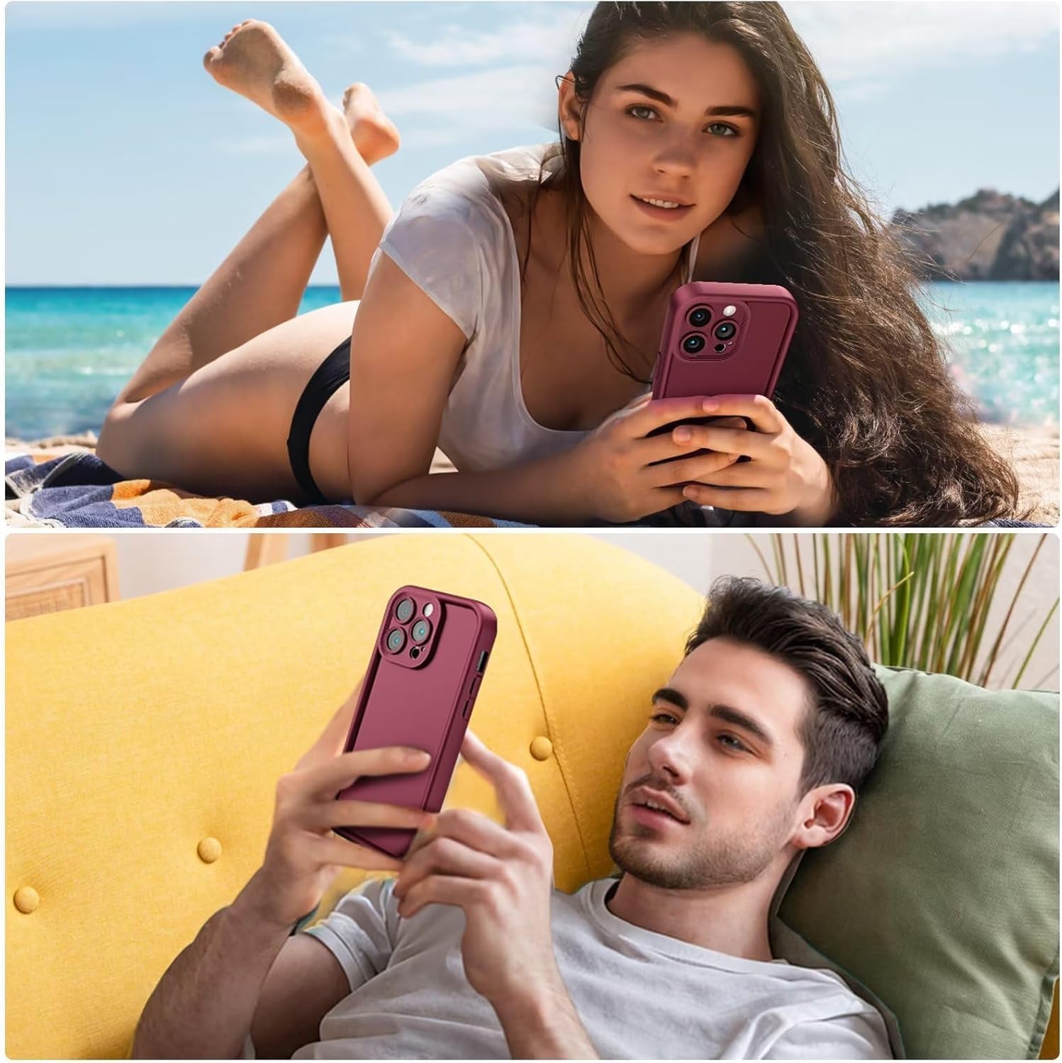 coque Samsung s25 Edge - Coque pour Samsung Galaxy S25 Edge 5G - Silicone Antichoc Housse de Protection pour Appareil Photo Portable Souple TPU Cover Bumper, Vin Rouge – Image 5