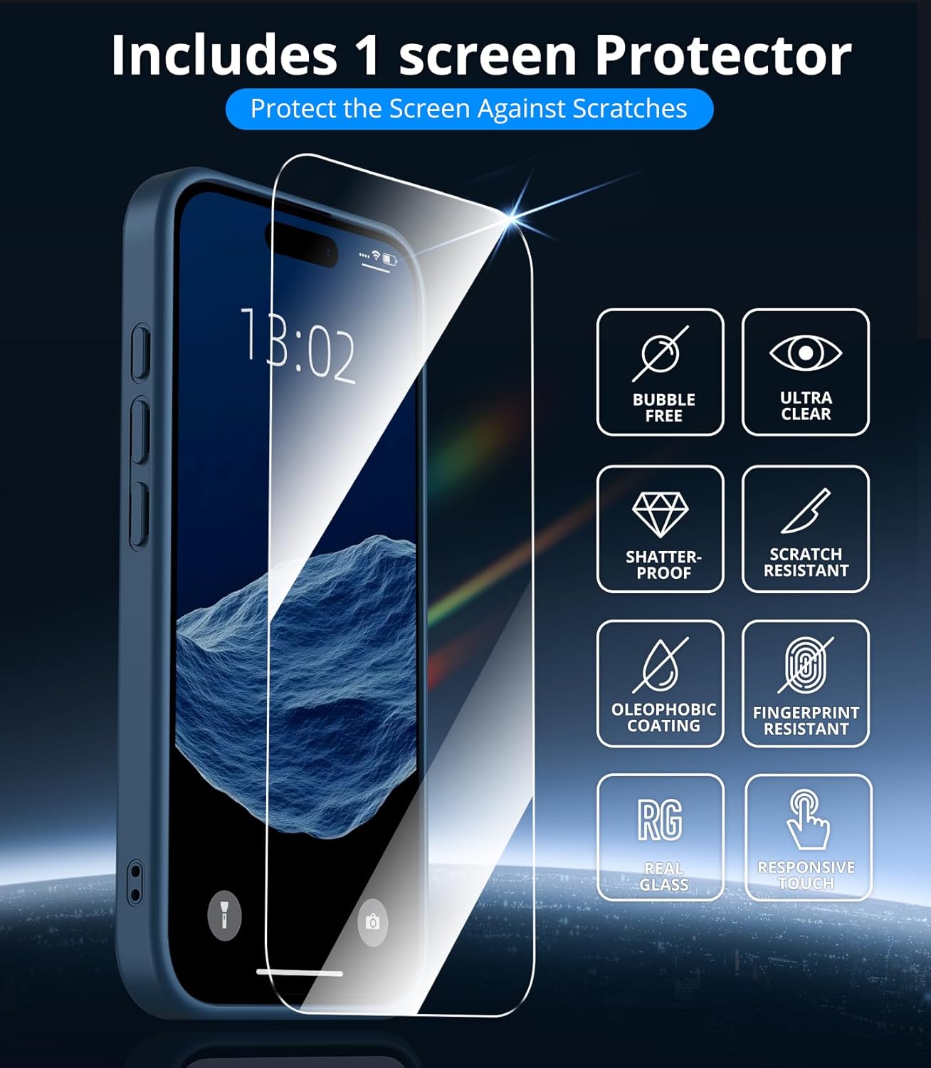 Coque iPhone 17 - Coque magnétique pour iPhone 17 avec 1 verre trempé, compatible avec MagSafe, protection contre les chutes de qualité militaire, coque translucide mate fine résistante aux chocs – Bleu foncé – Image 9