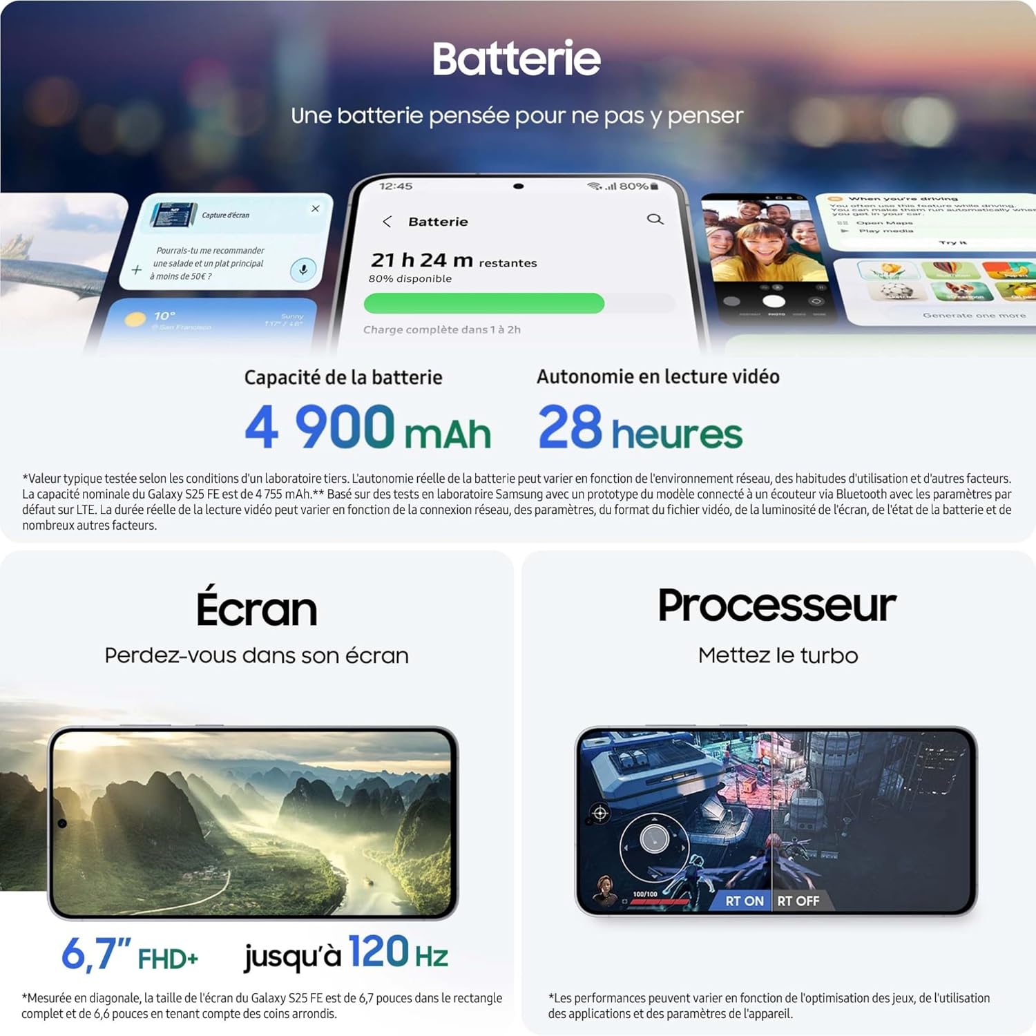 Samsung s25 Edge - Samsung Galaxy S25 FE, Smartphone Android 5G avec Galaxy AI, 256 Go, Chargeur Secteur Rapide 25W Inclus, Smartphone Débloqué, Bleu Nuit, Version FR – Image 7
