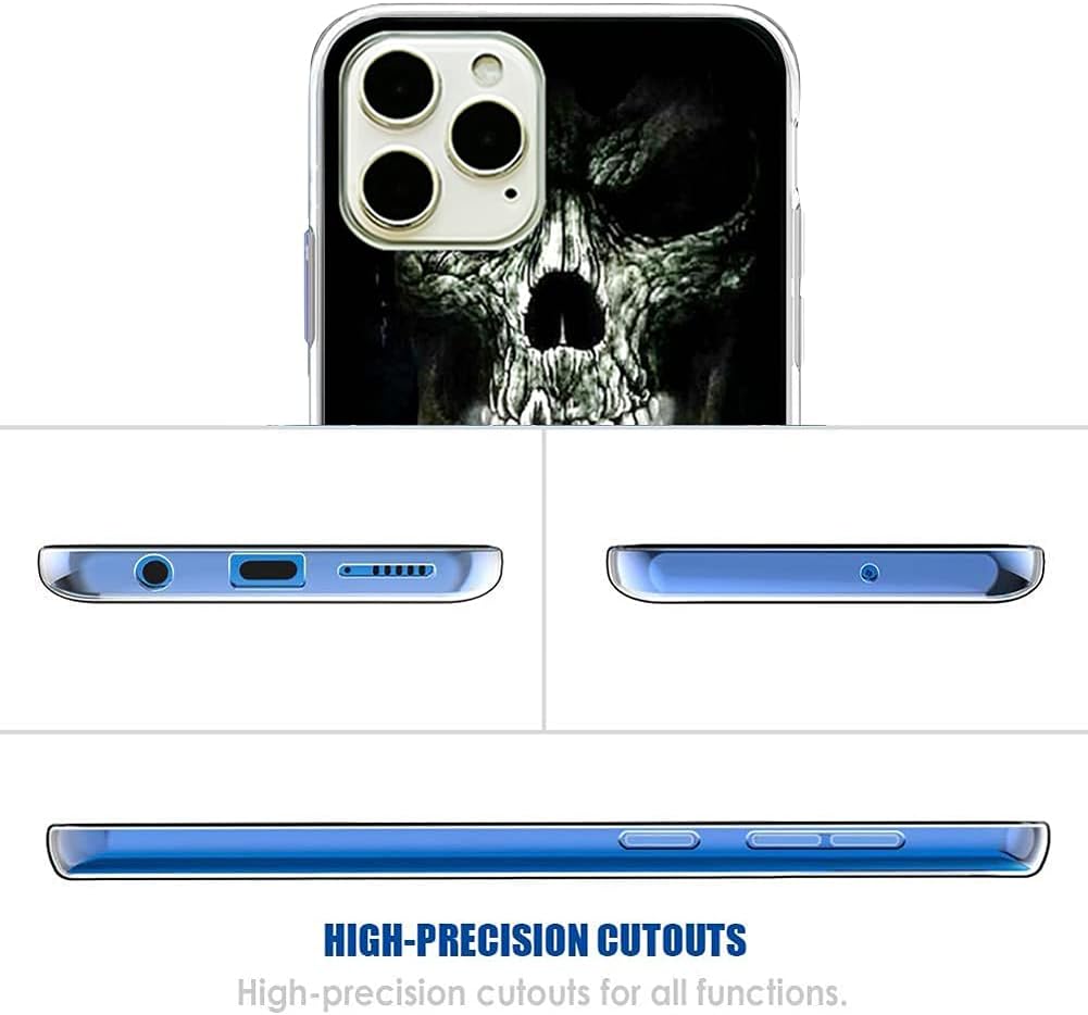 coque iphone 13 - Coque de téléphone portable Halloween compatible avec Apple iPhone 13 Transparente Antichoc Souple Silicone Anti-rayures TPU Ultra Mince Motif Fleur de Crâne – Image 4