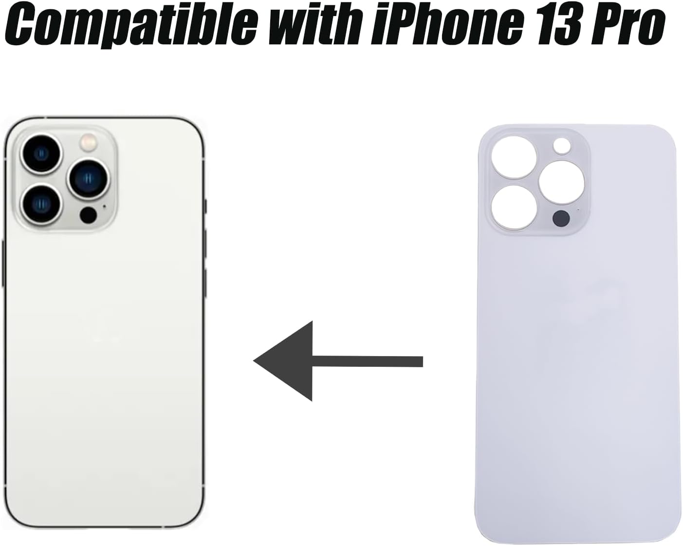 iphone 13 - PeiDog Verre arrière de remplacement pour iPhone 13 Pro avec kit d'outils de réparation (argent) – Image 3